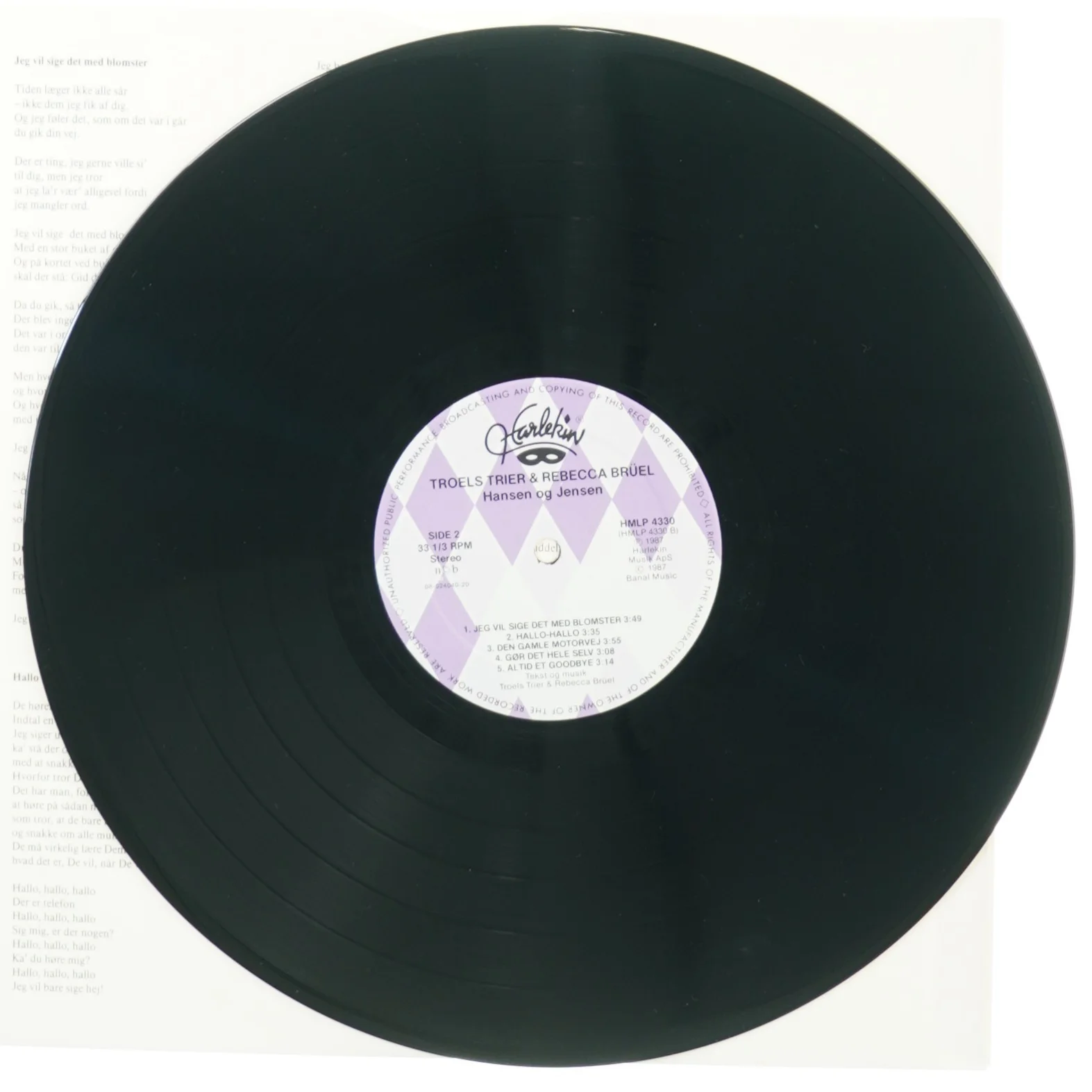 Troels Trier and Rebecca Brüel - Hansen og Jensen (LP) fra Harlekin (str. 30 cm)