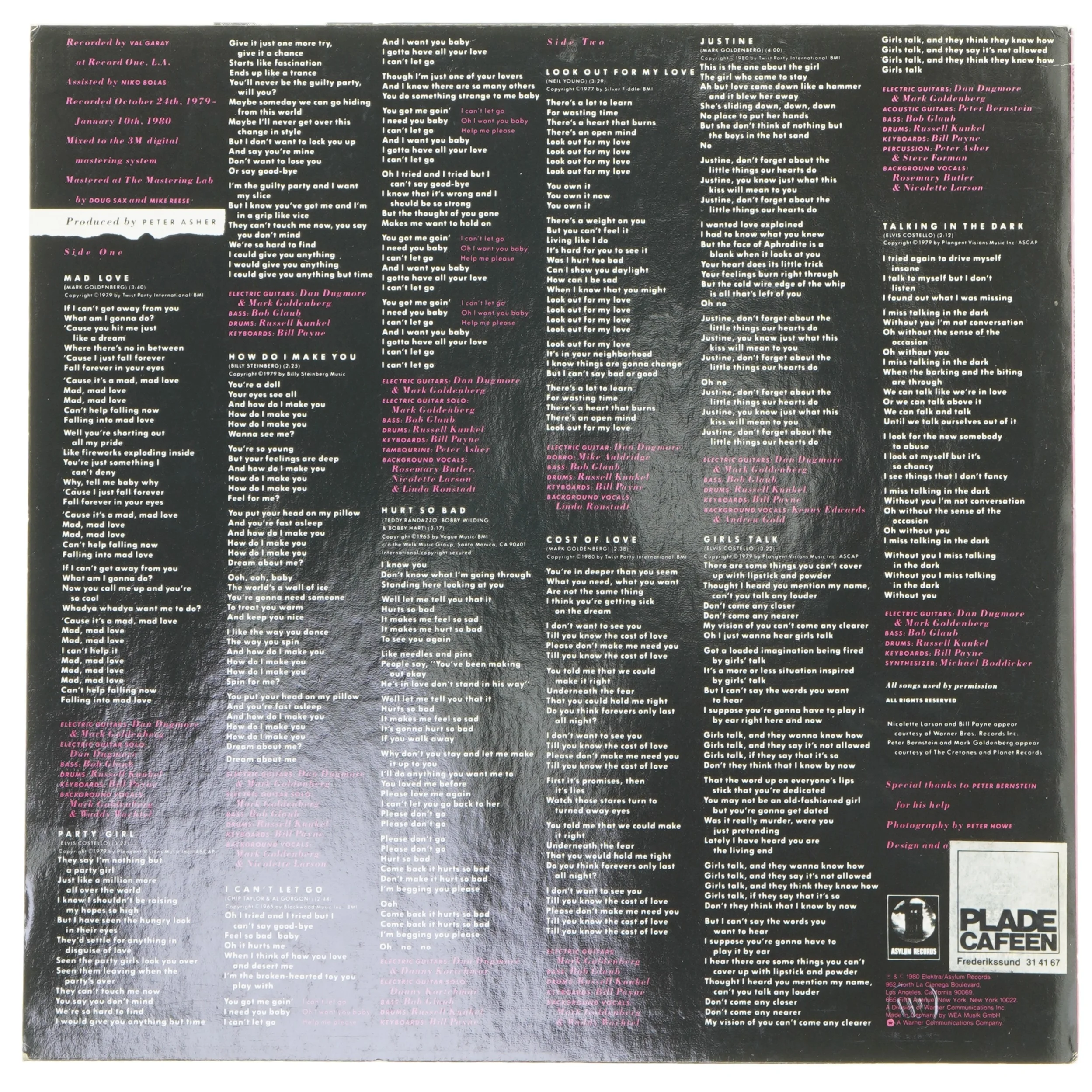 Linda Ronstadt 'Mad Love' vinyl