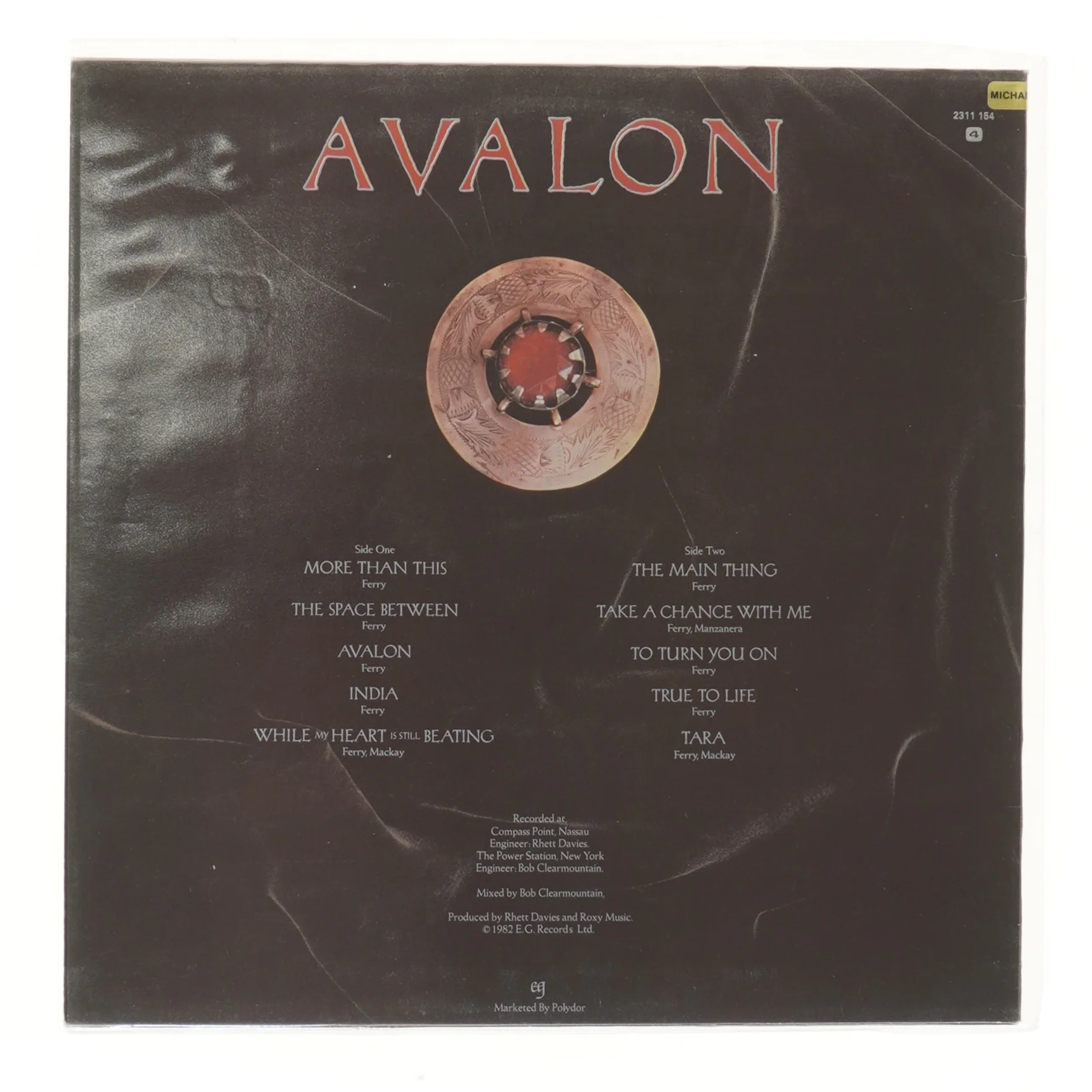 Roxy Music Avalon Vinyl Album