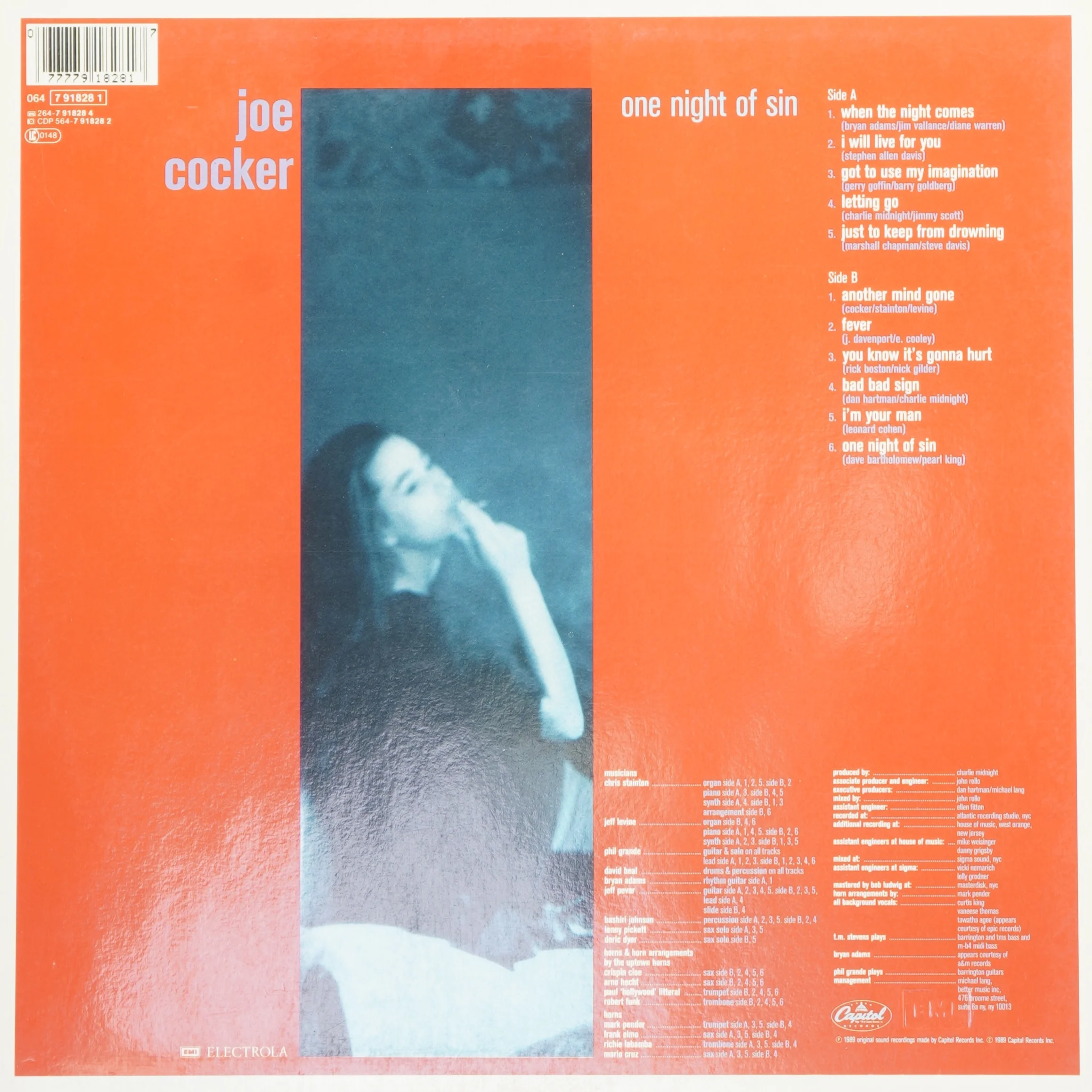 Joe Cocker LP - One Night of Sin fra Electrola, Capitol Records
