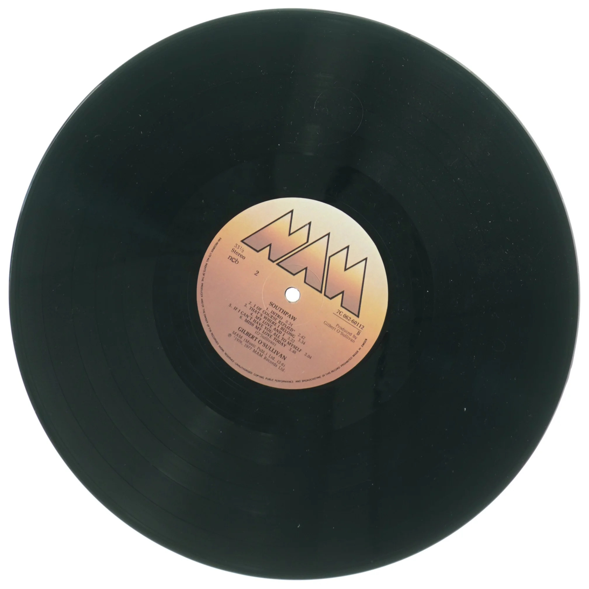 Gilbert O'Sullivan Southpaw vinylplade (str. 31 x 31 cm)