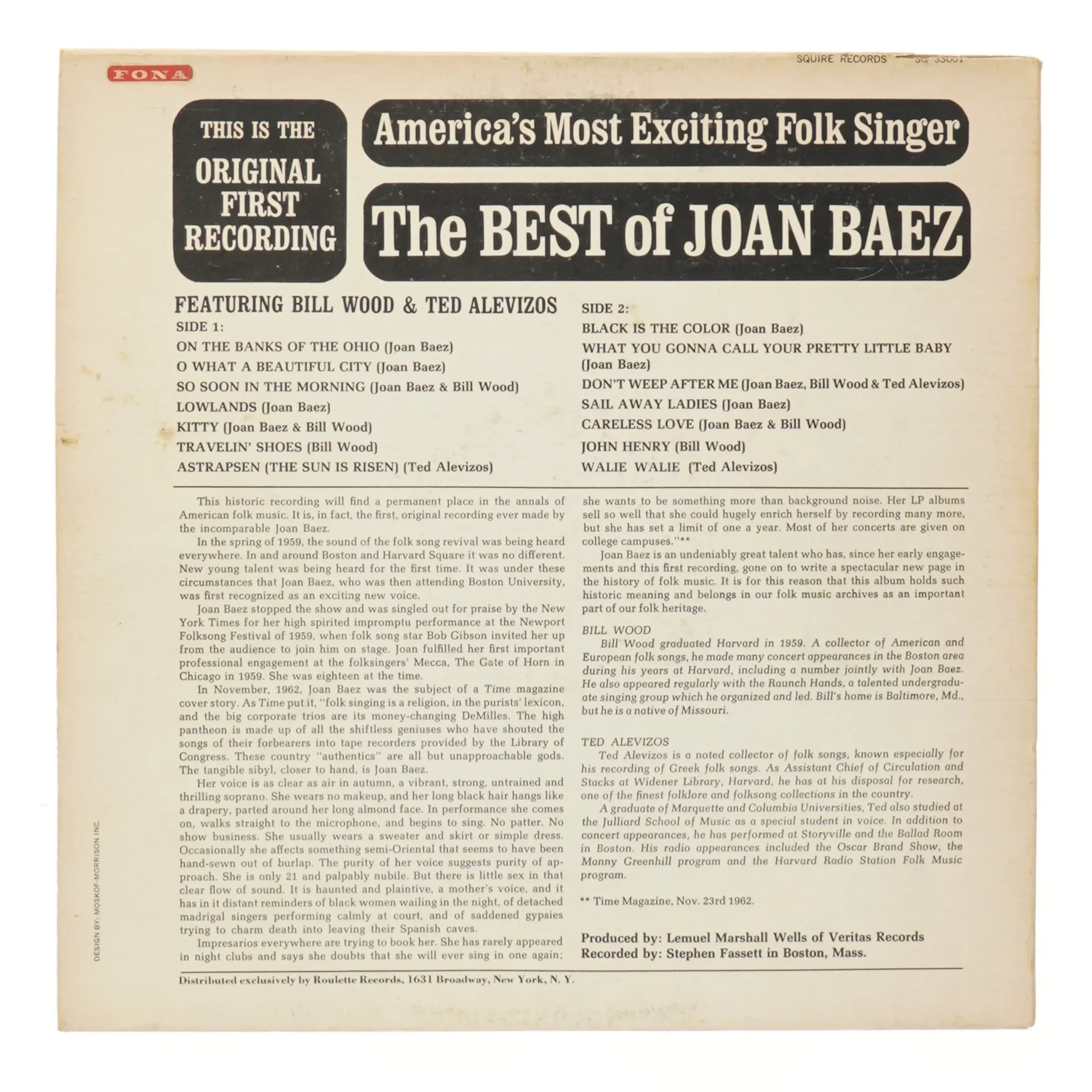 Vinyl LP: The Best of Joan Baez fra Squire Records