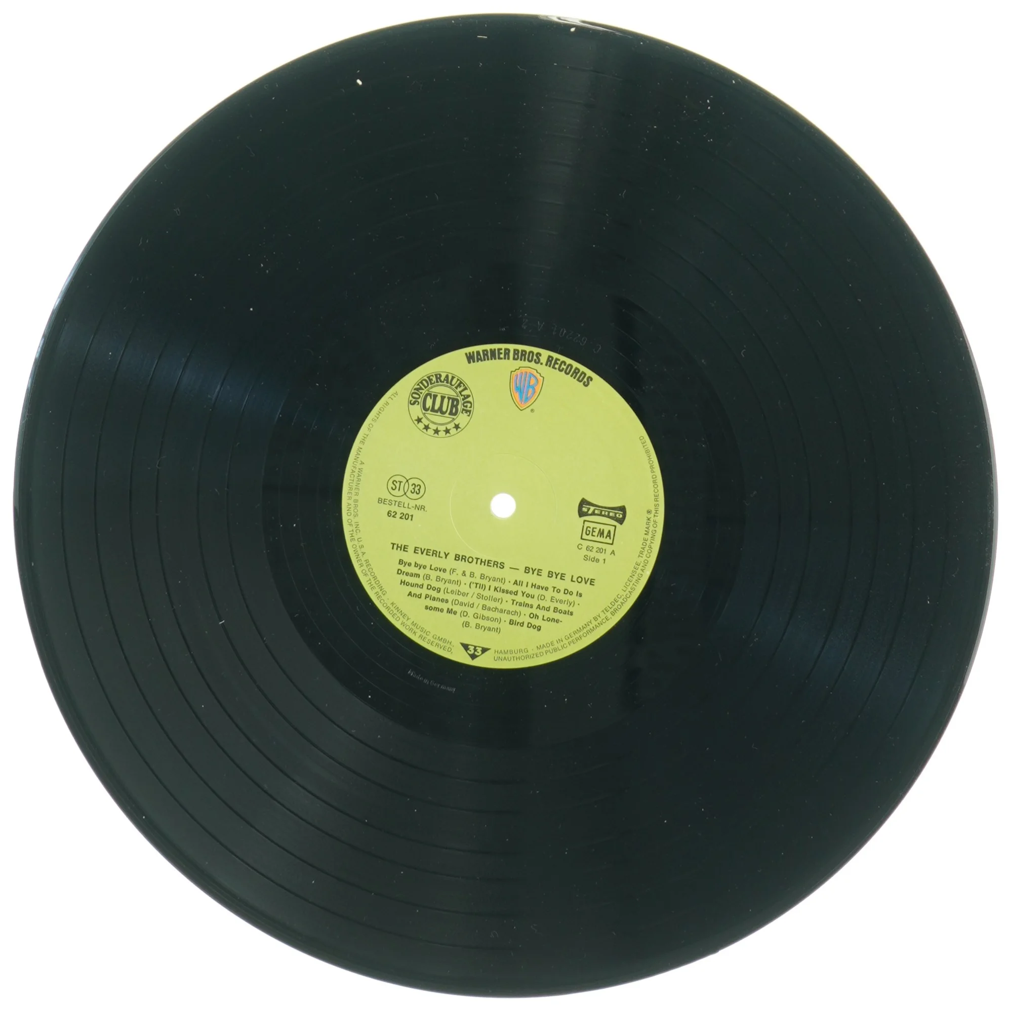 The Everly Brothers - Bye Bye Love vinylplade fra Warner Bros. (str. 31 x 31 cm)