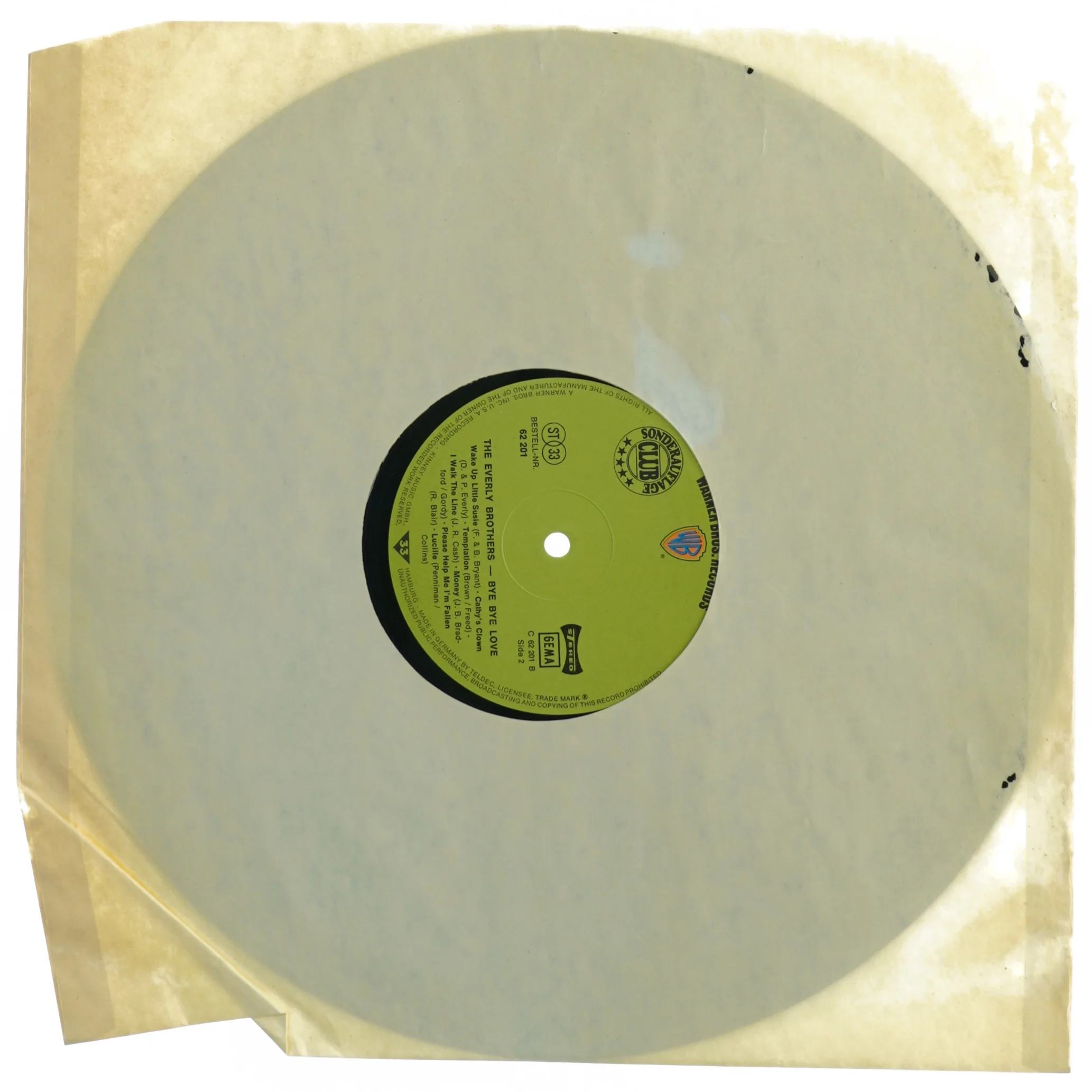 The Everly Brothers - Bye Bye Love vinylplade fra Warner Bros. (str. 31 x 31 cm)