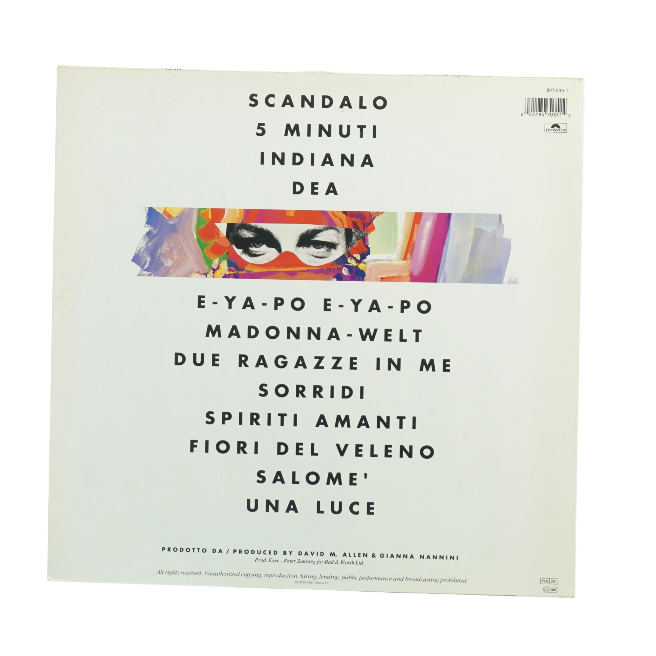 Gianna Nannini - Scandalo Vinylplade (str. 31 x 31 cm)