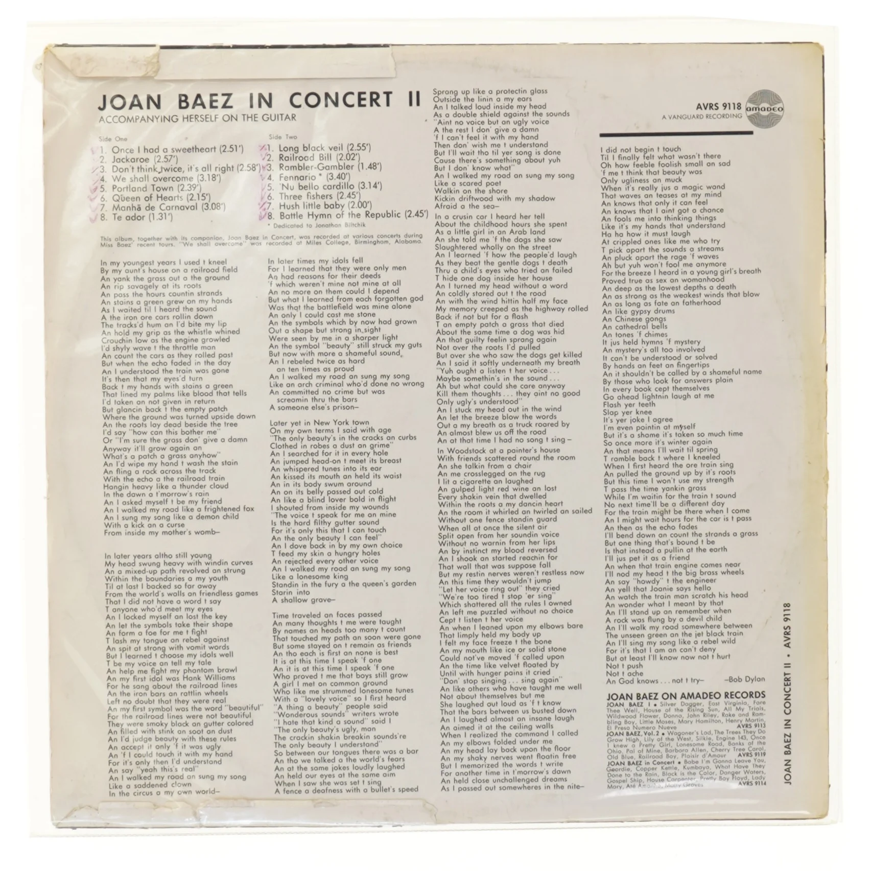 Joan Baez In Concert II LP