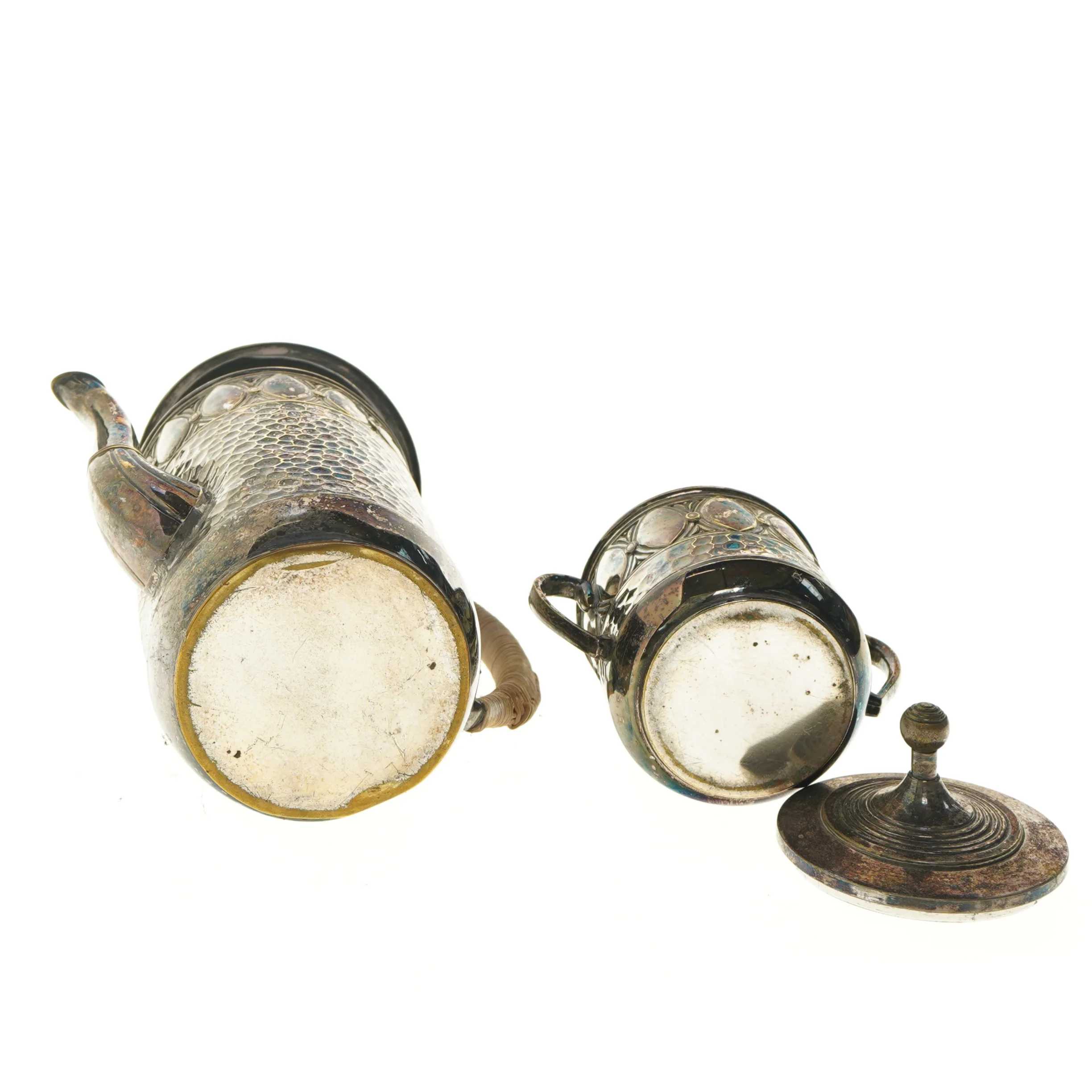 Sølv Vintage Tekande og Sukkerholder (str. 17,5 & 8,5 cm)