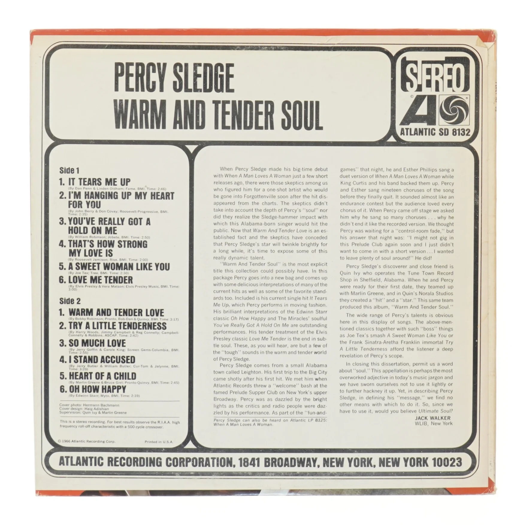 Percy Sledge 'Warm & Tender Soul' LP