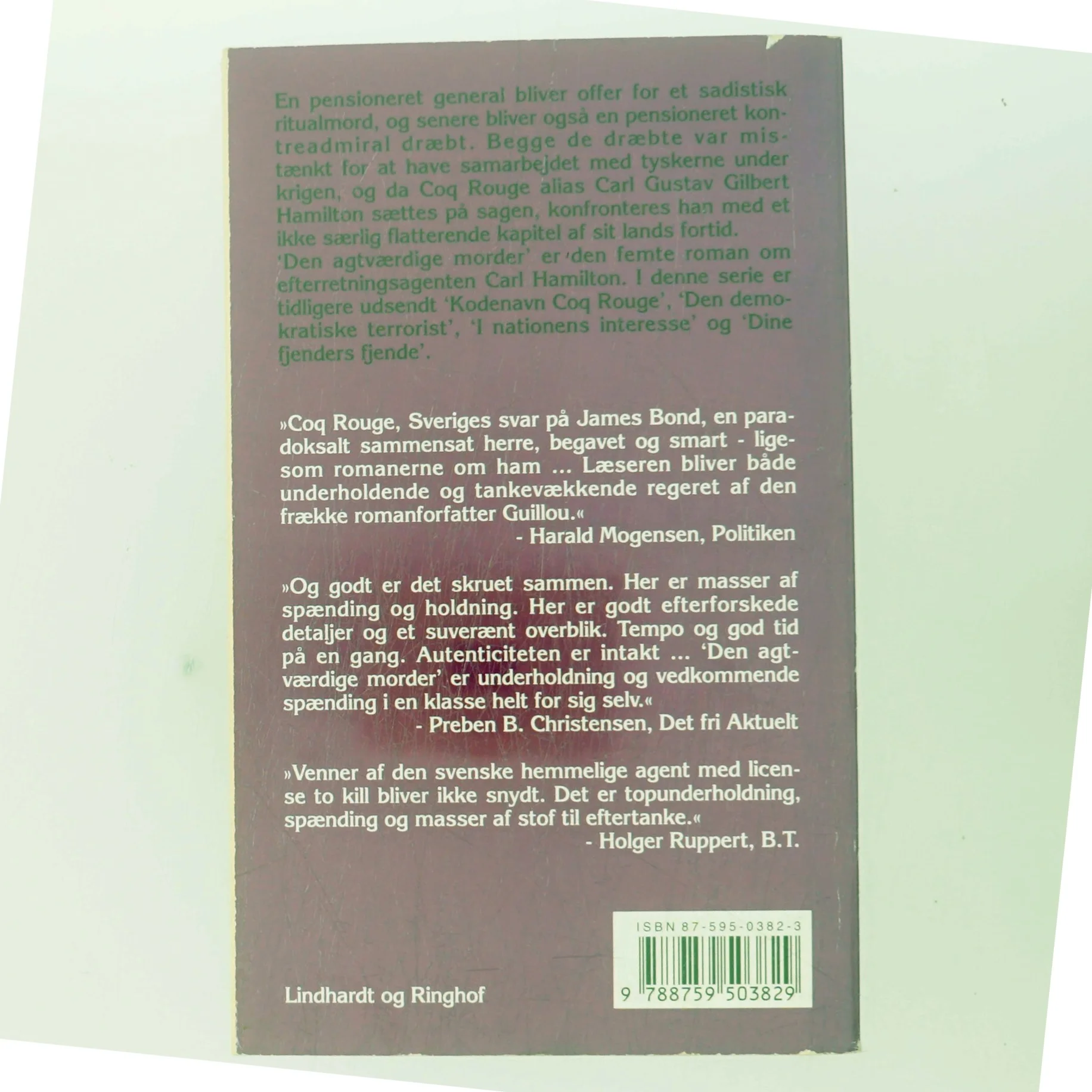 Den agtværdige morder af Jan Guillou (Bog)