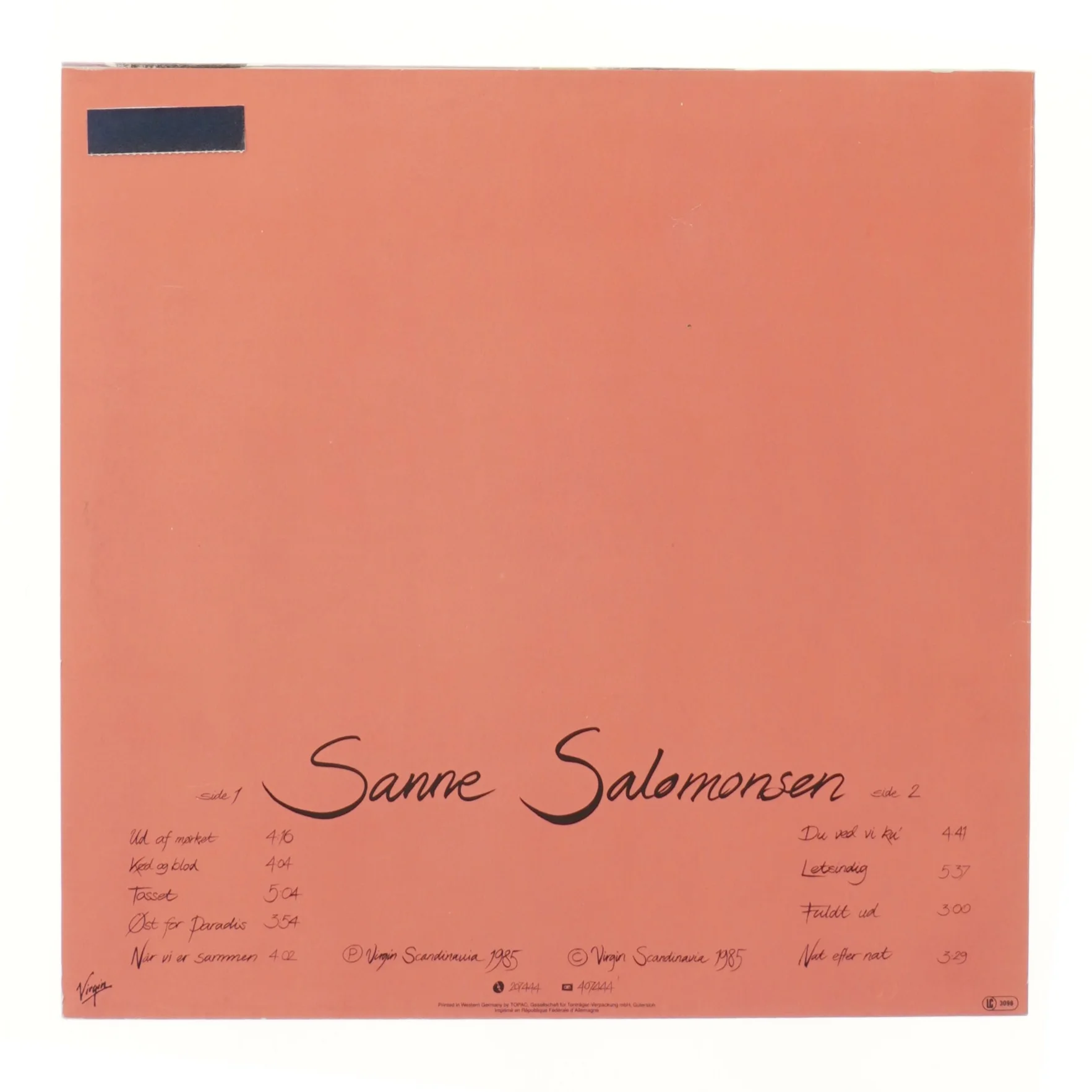 Sanne Salomonsen LP fra Virgin Records