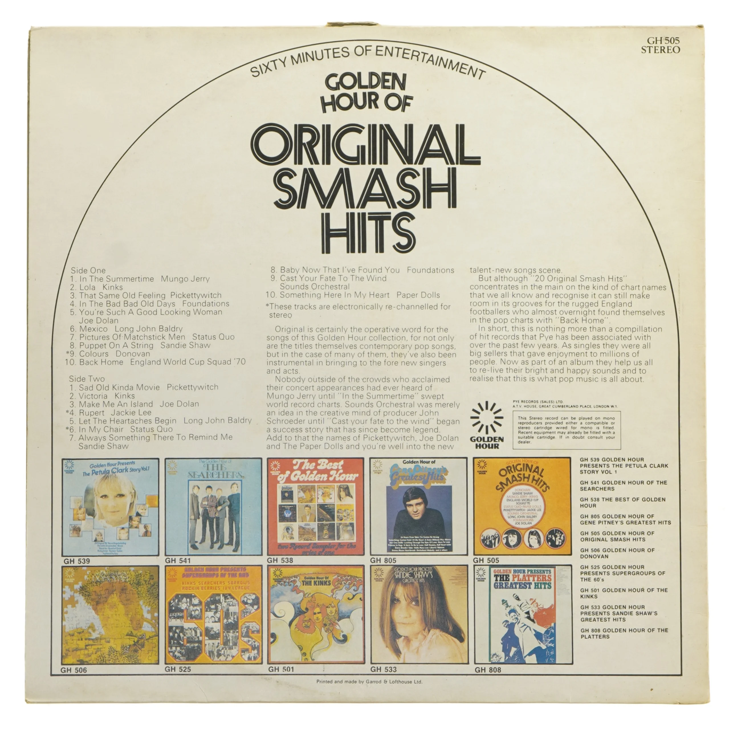 Golden Hour LP - Original 20 Smash Hits