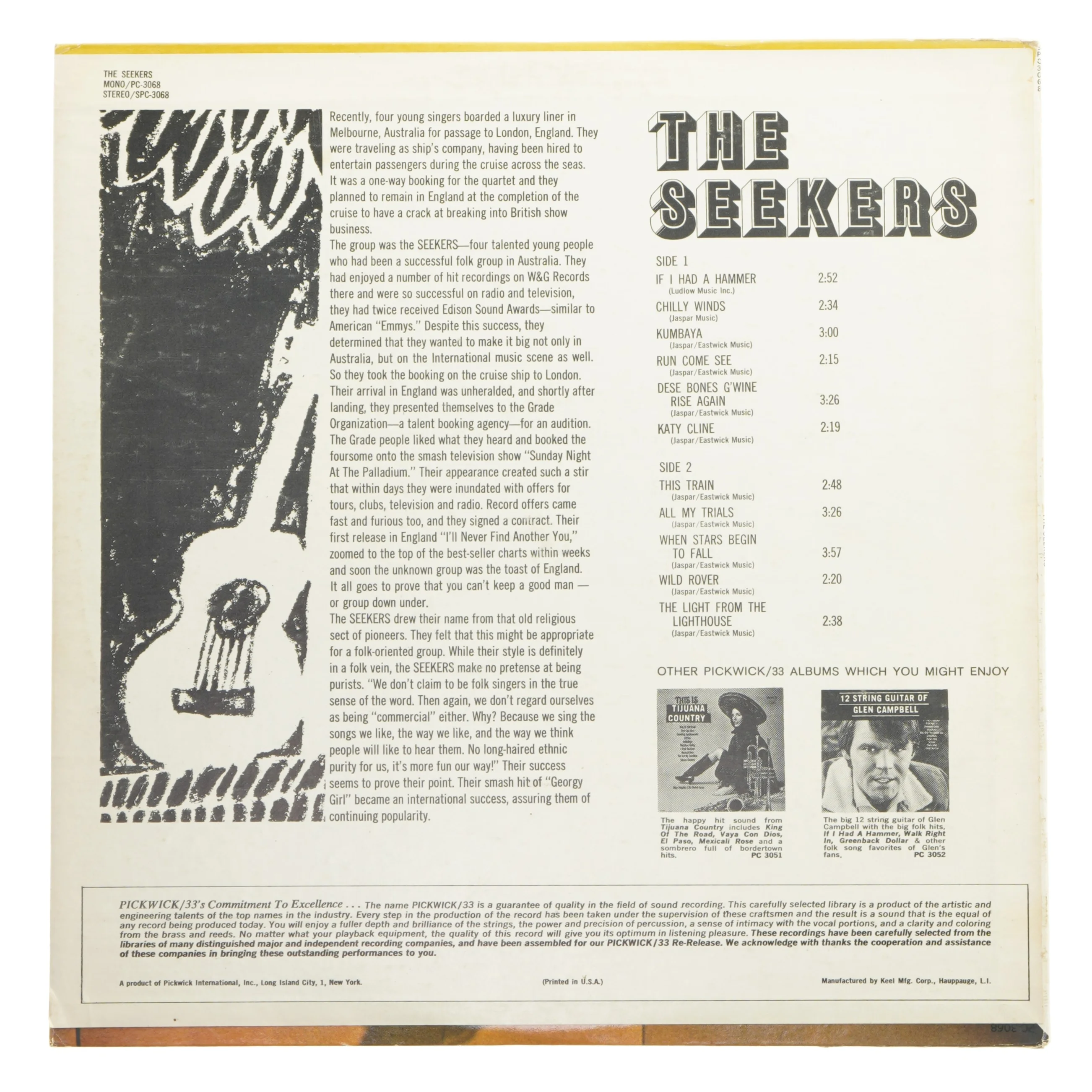 The Seekers - Vinyl Album fra Pickwick