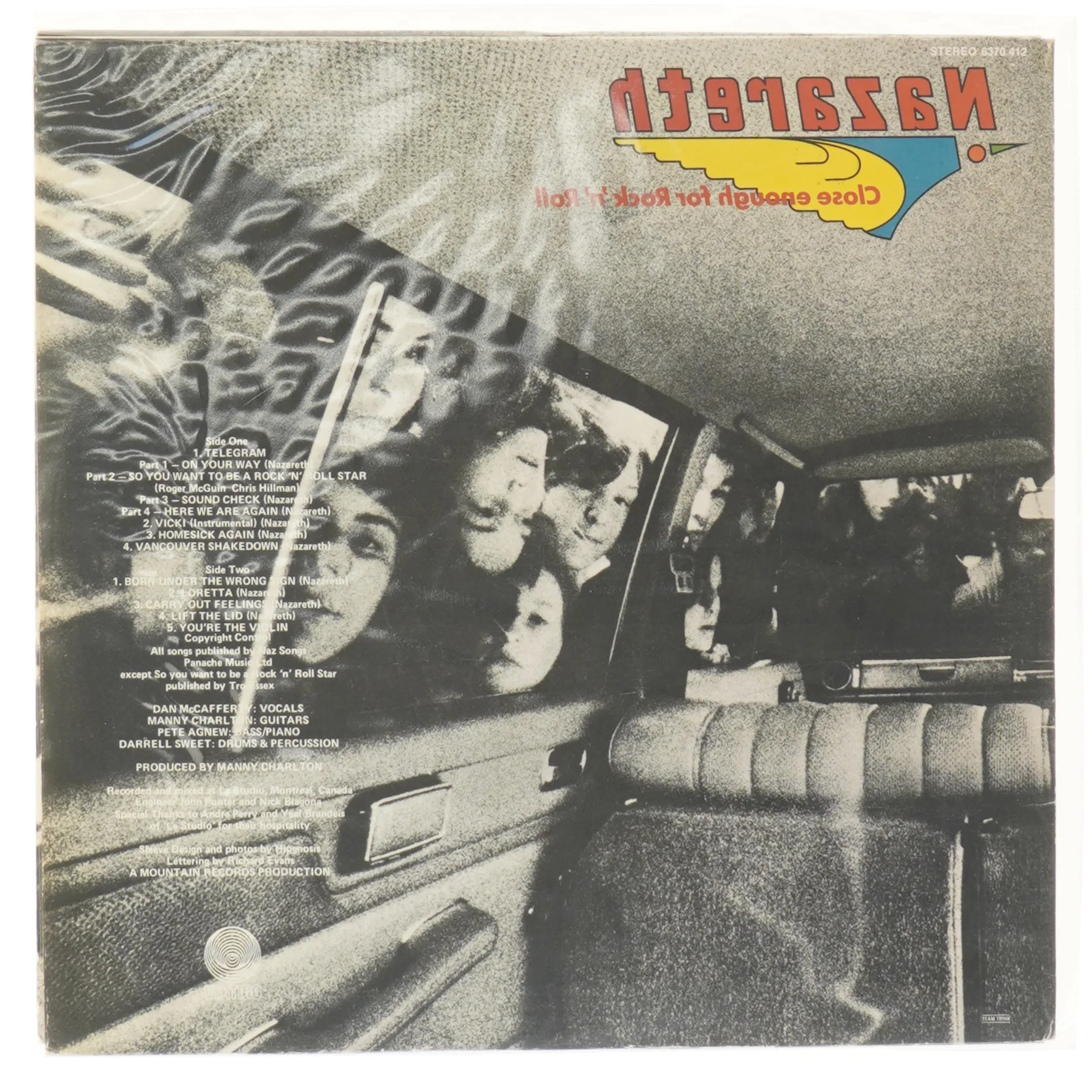 Nazareth LP 'Close Enough for Rock 'n' Roll' fra Nazareth