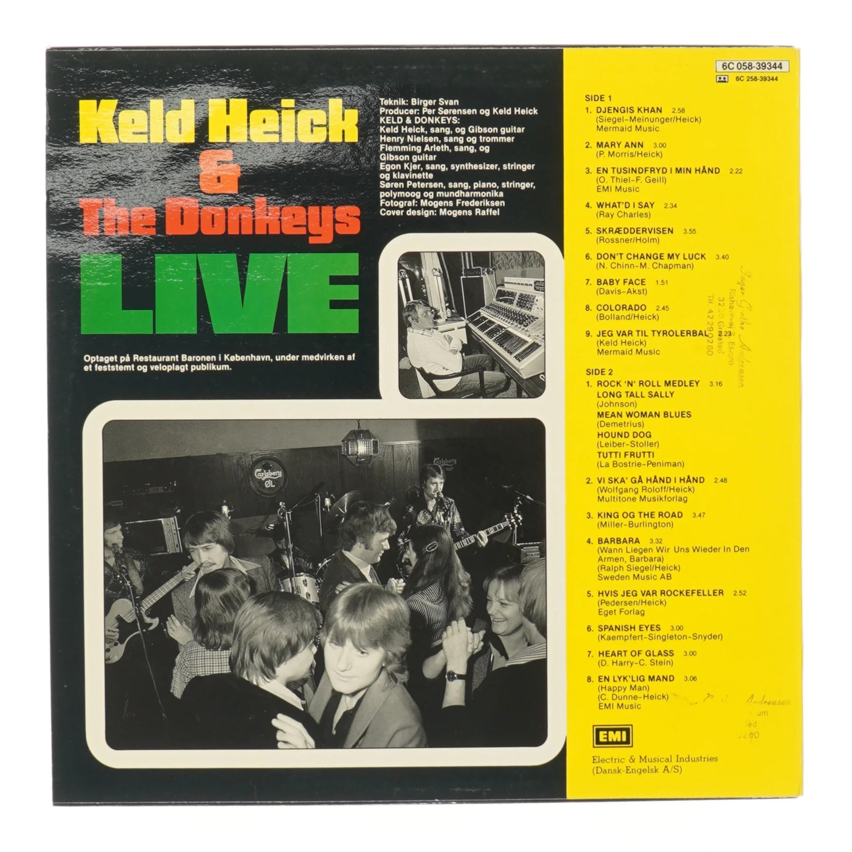 Keld Heick & The Donkeys Live LP fra EMI Electric & Musical Industries