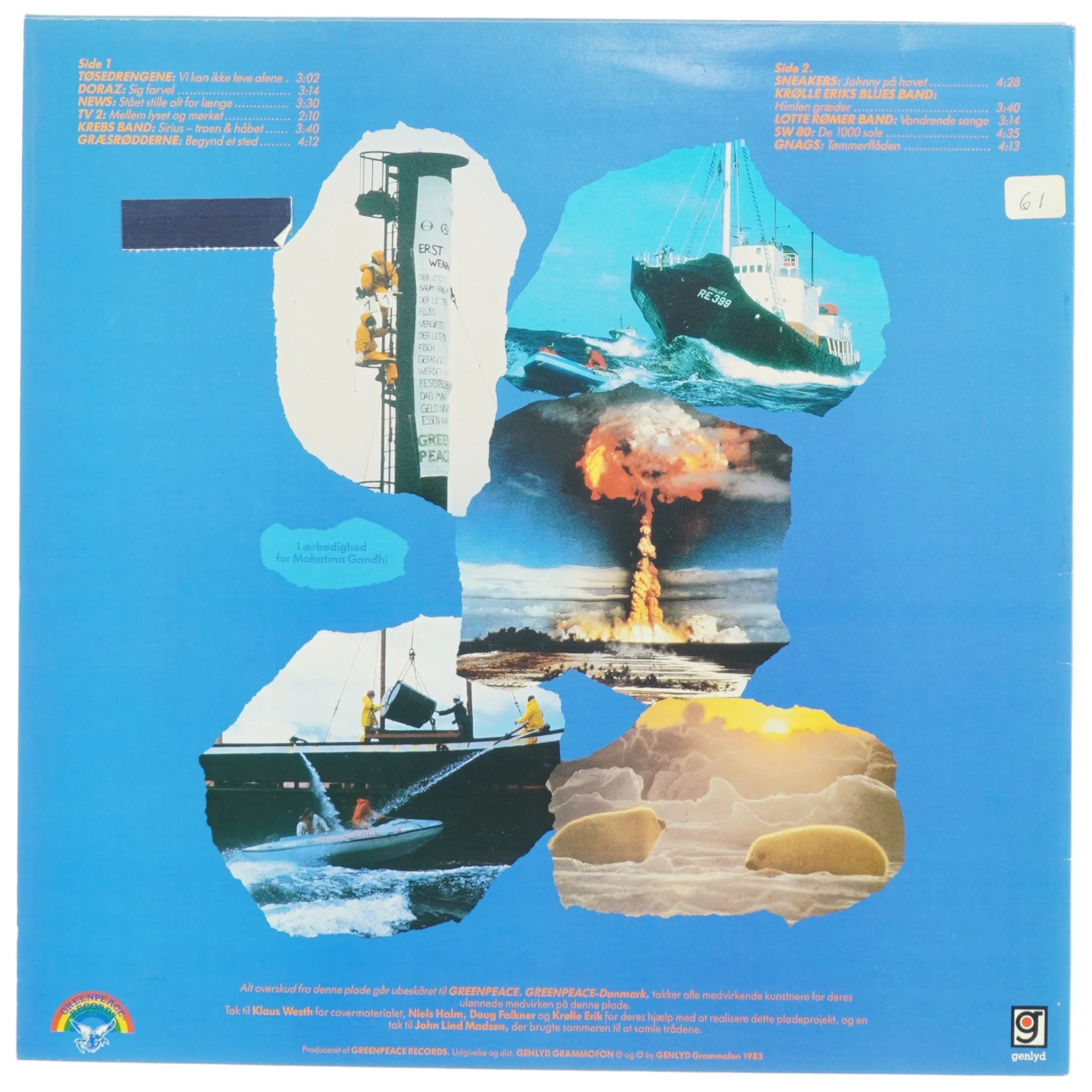 Greenpeace vinylplade fra Greenpeace Records (str. 31 x 31 cm)