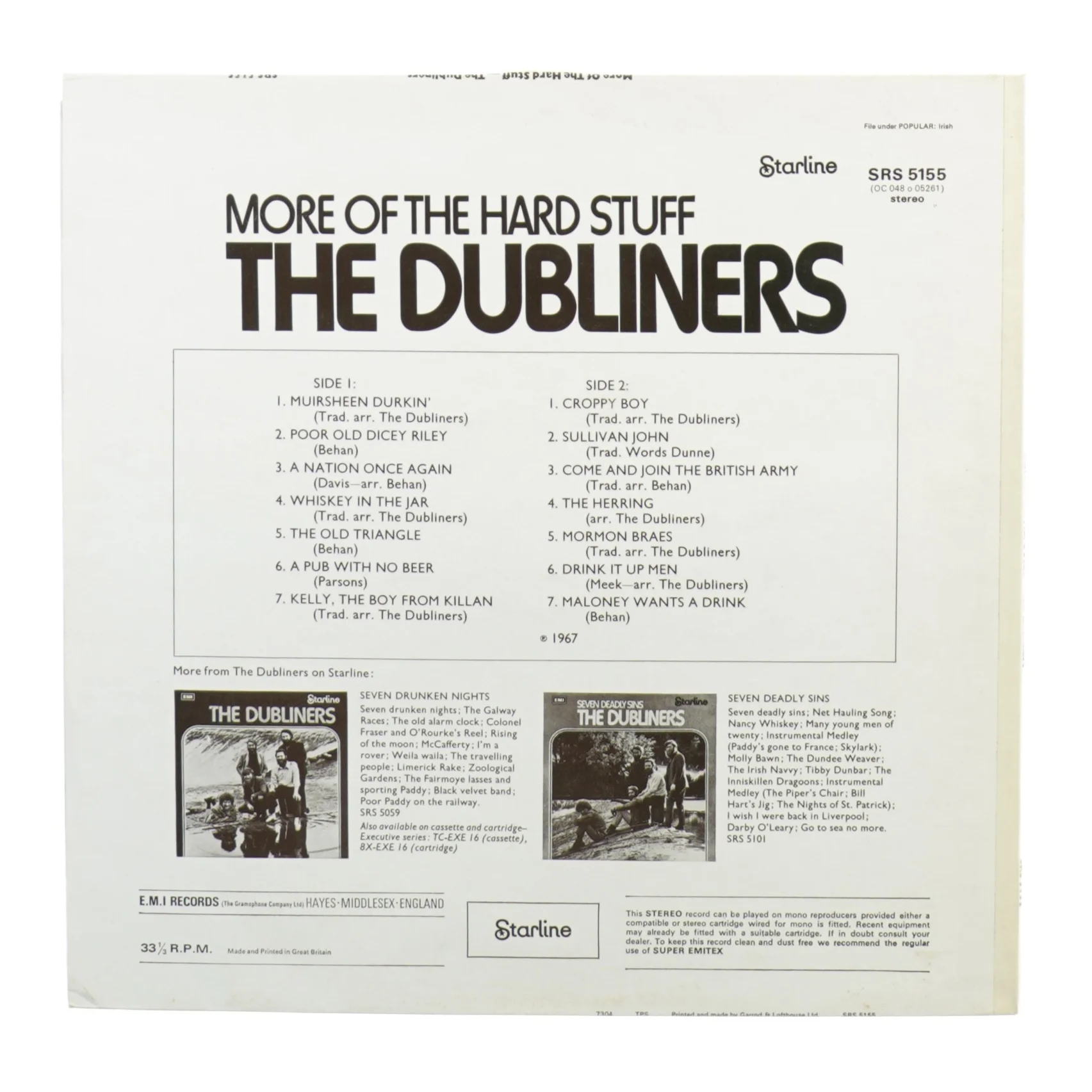 The Dubliners - More of the hard stuff (LP) fra Star Line (str. 30 cm)