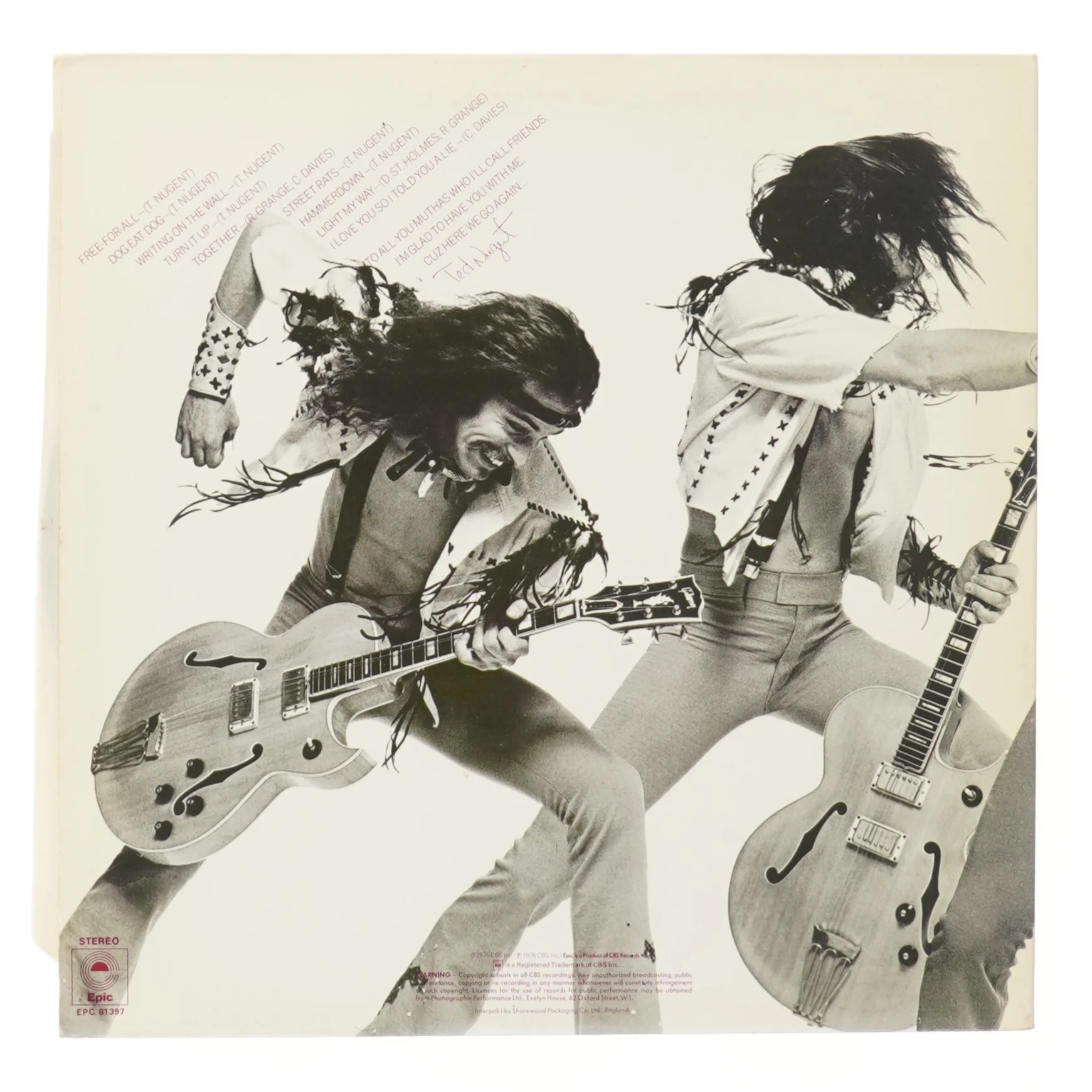 Ted Nugent - Free-for-All LP fra Epic Records