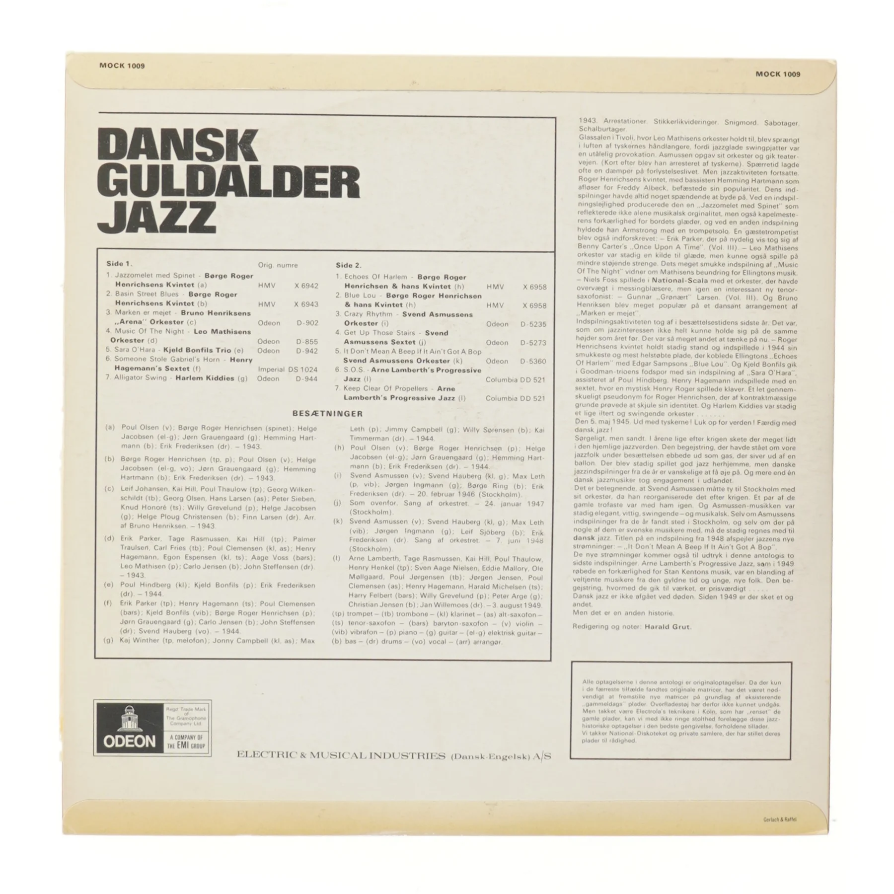 LP: Dansk Guldalder Jazz Vol. 4 fra EMI Odeon