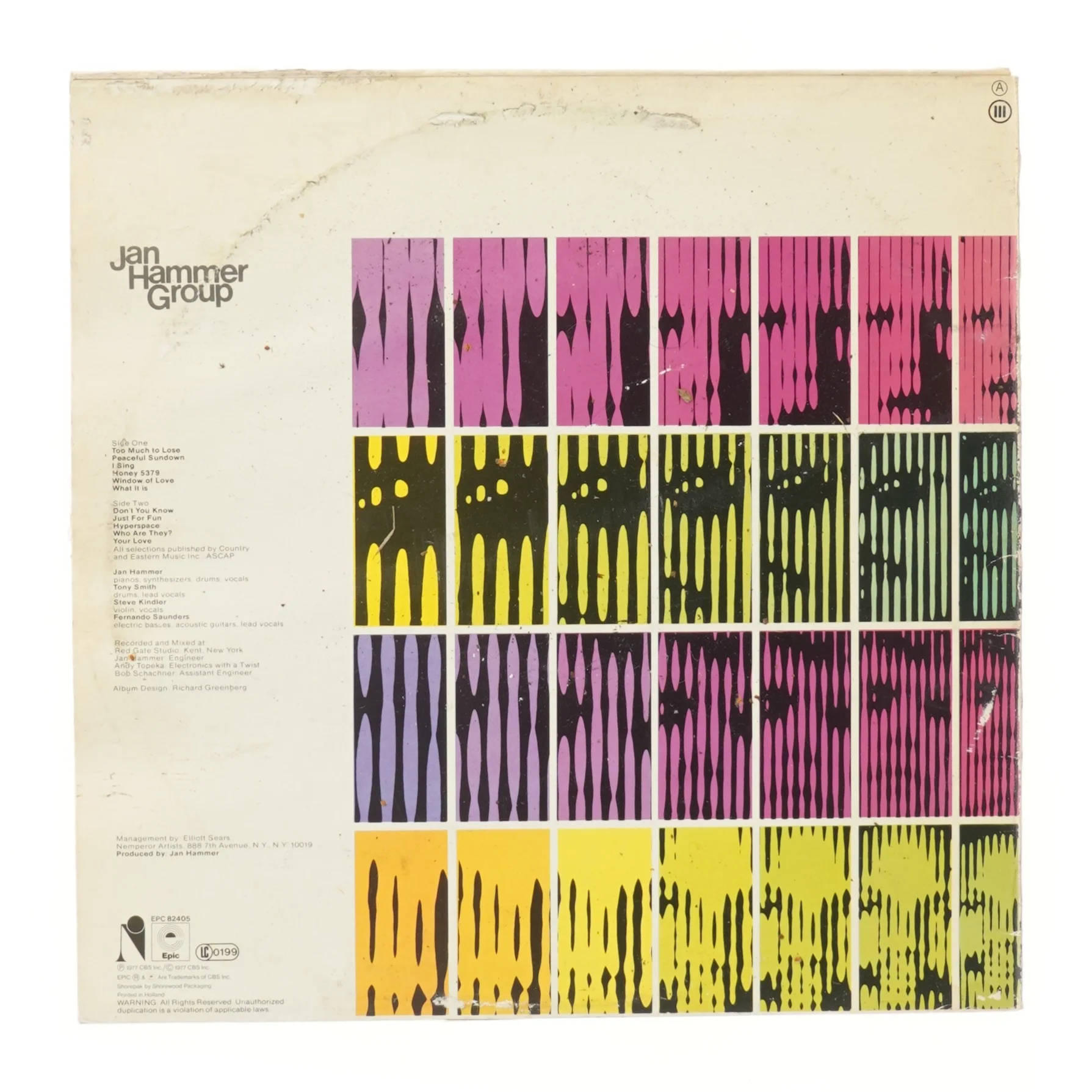 Jan Hammer Group - Melodies albumcover fra Epic