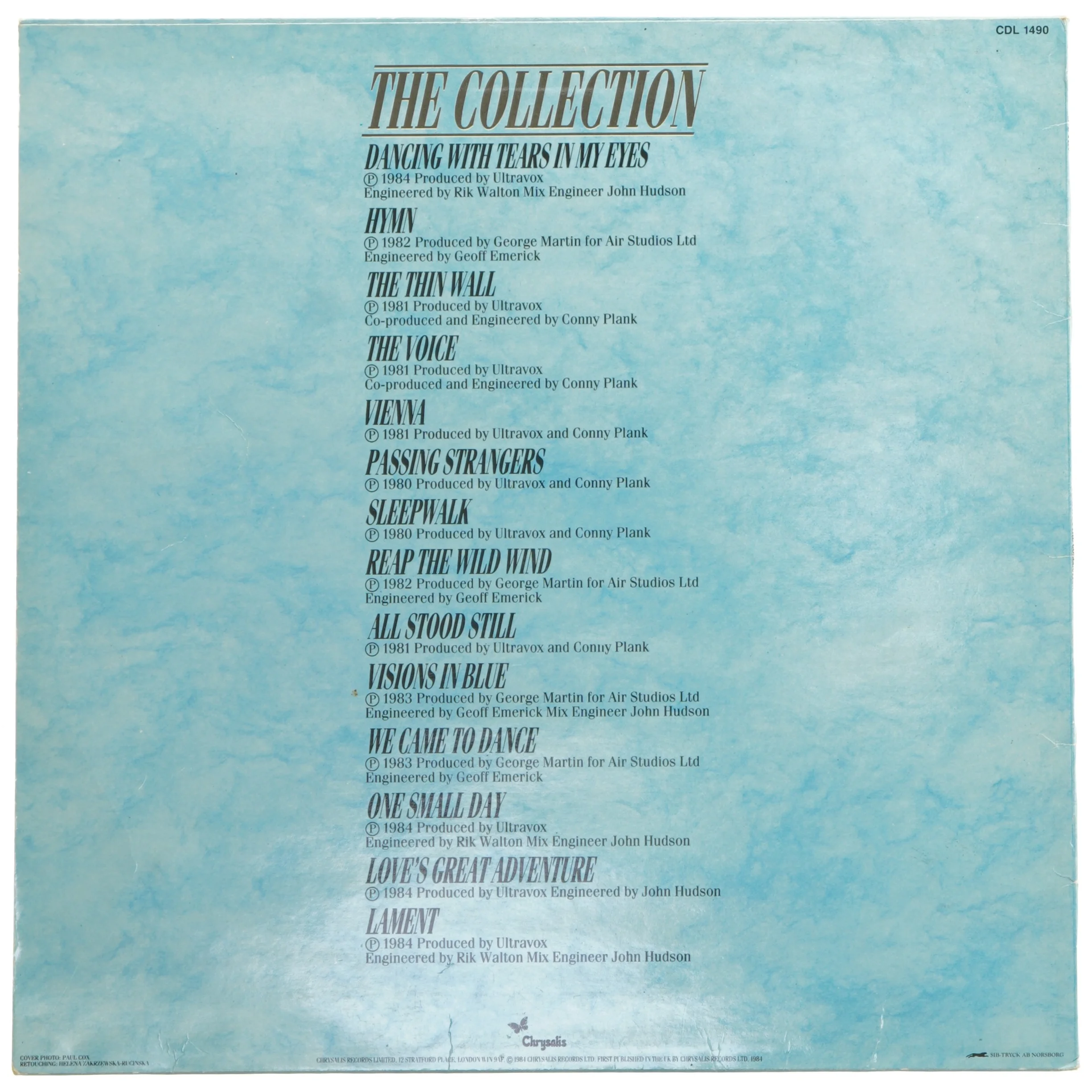 Ultravox - The Collection LP-cover fra Ultravox