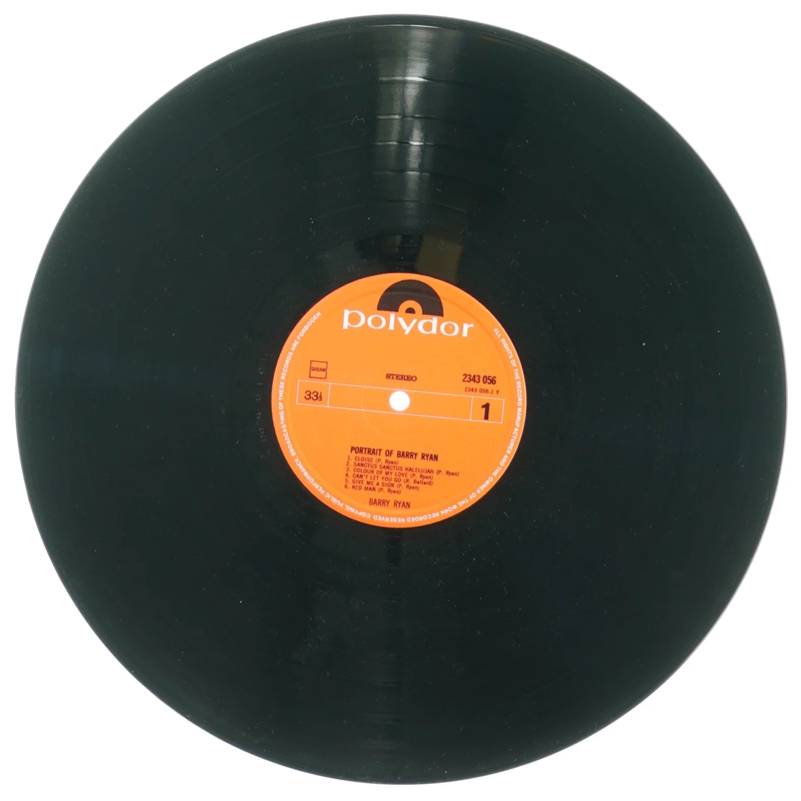 Portrait of Barry Ryan fra Polydor (str. 30 cm)