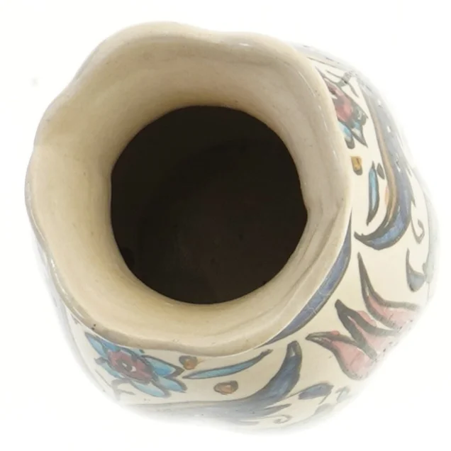 Dekorativ vase med håndmalede mønstre (str. Ø 8 cm længde 22,5 cm)