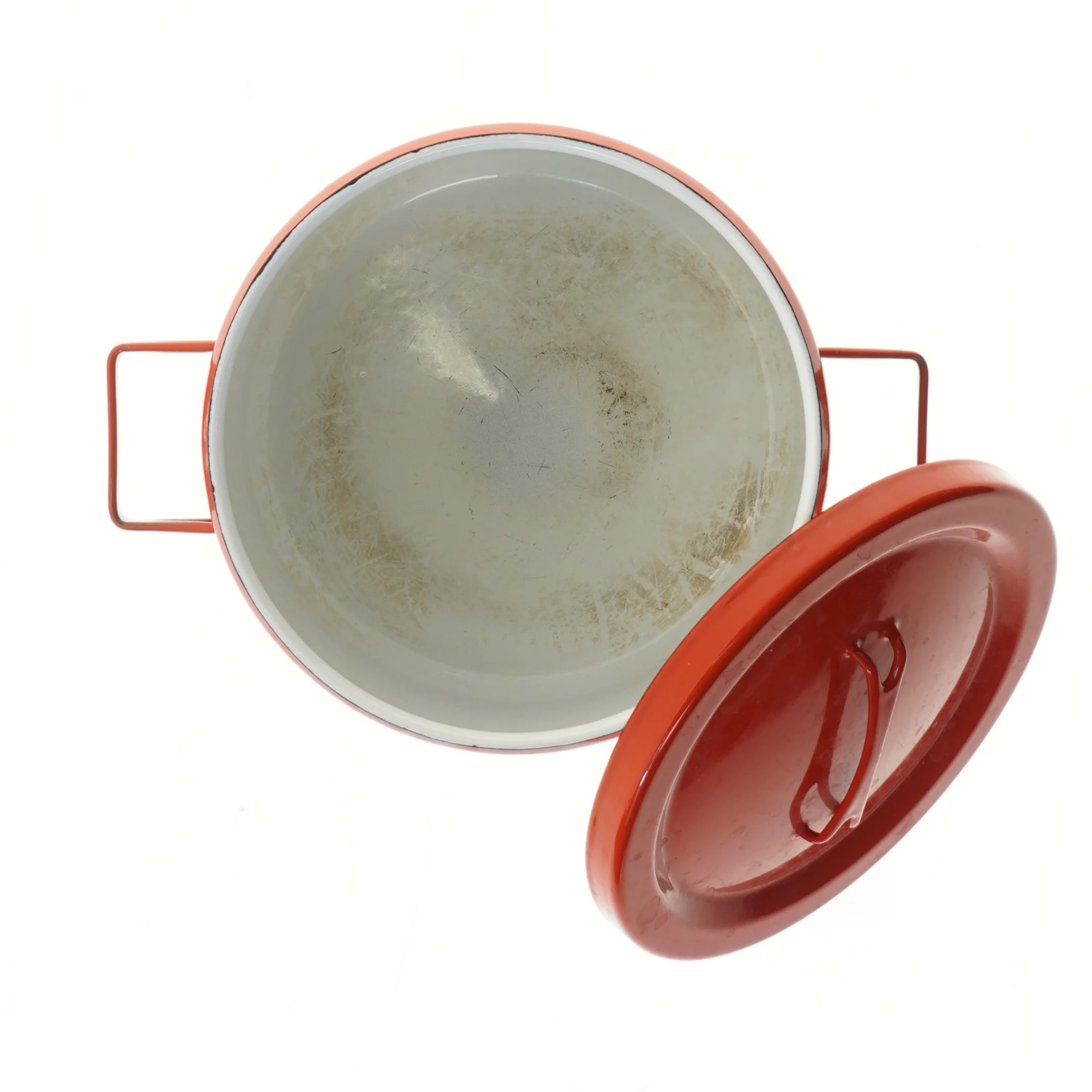 Stor rød gryde med låg (str. Ø 21,5 cm længde 17,5 cm)