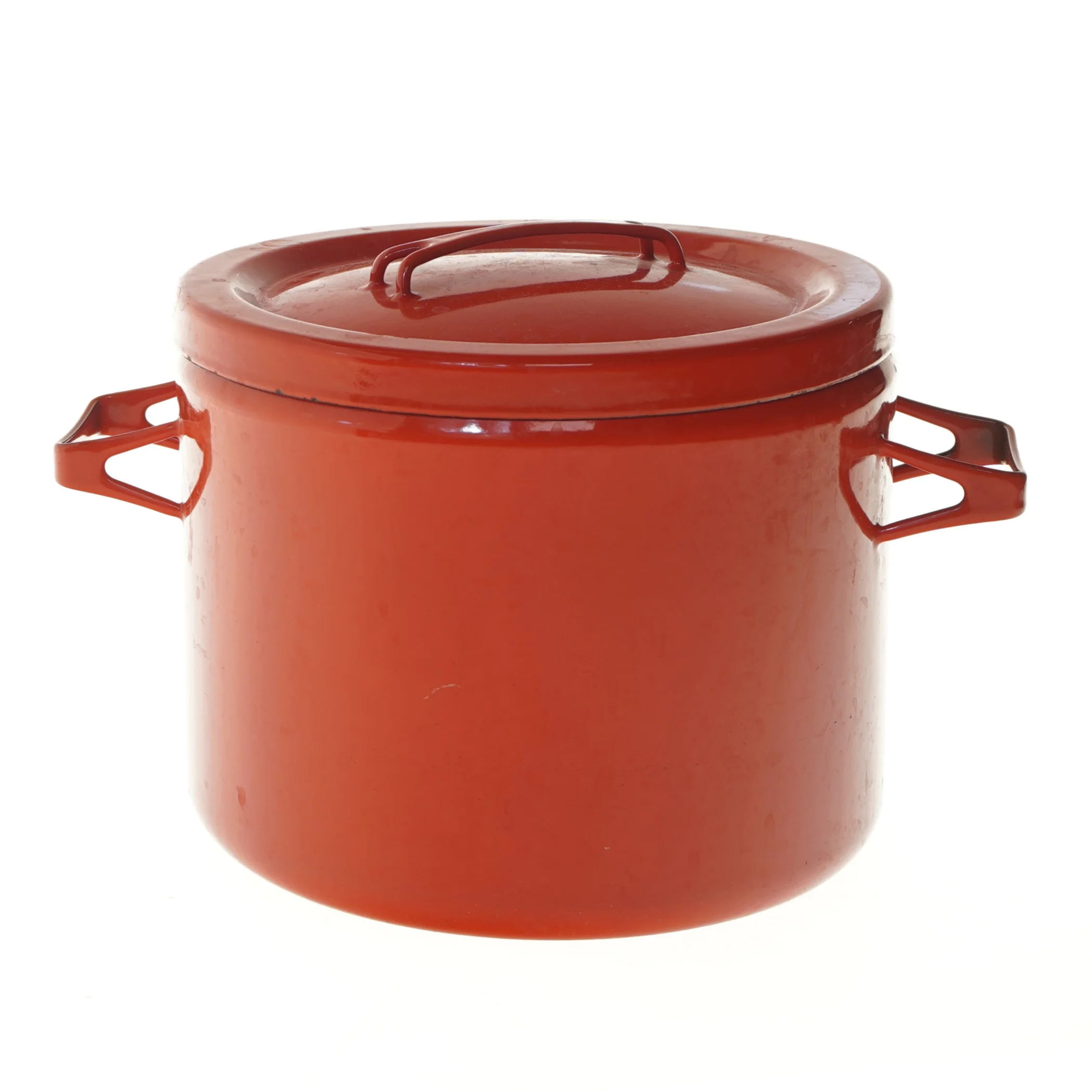 Stor rød gryde med låg (str. Ø 21,5 cm længde 17,5 cm)