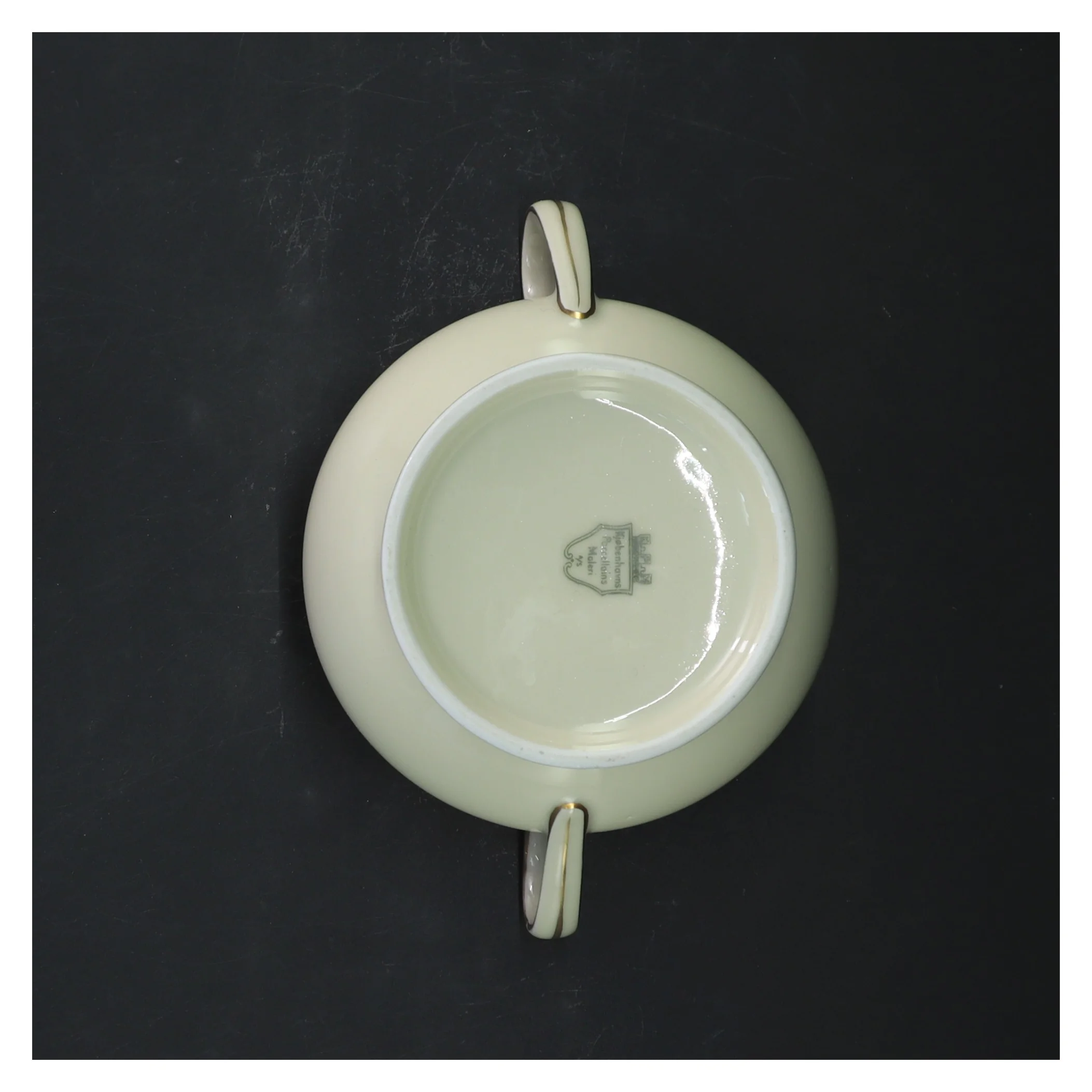 Sukkerskål med låg og håndtag fra Københavns Porcellains Maleri (str. 12x12 cm)