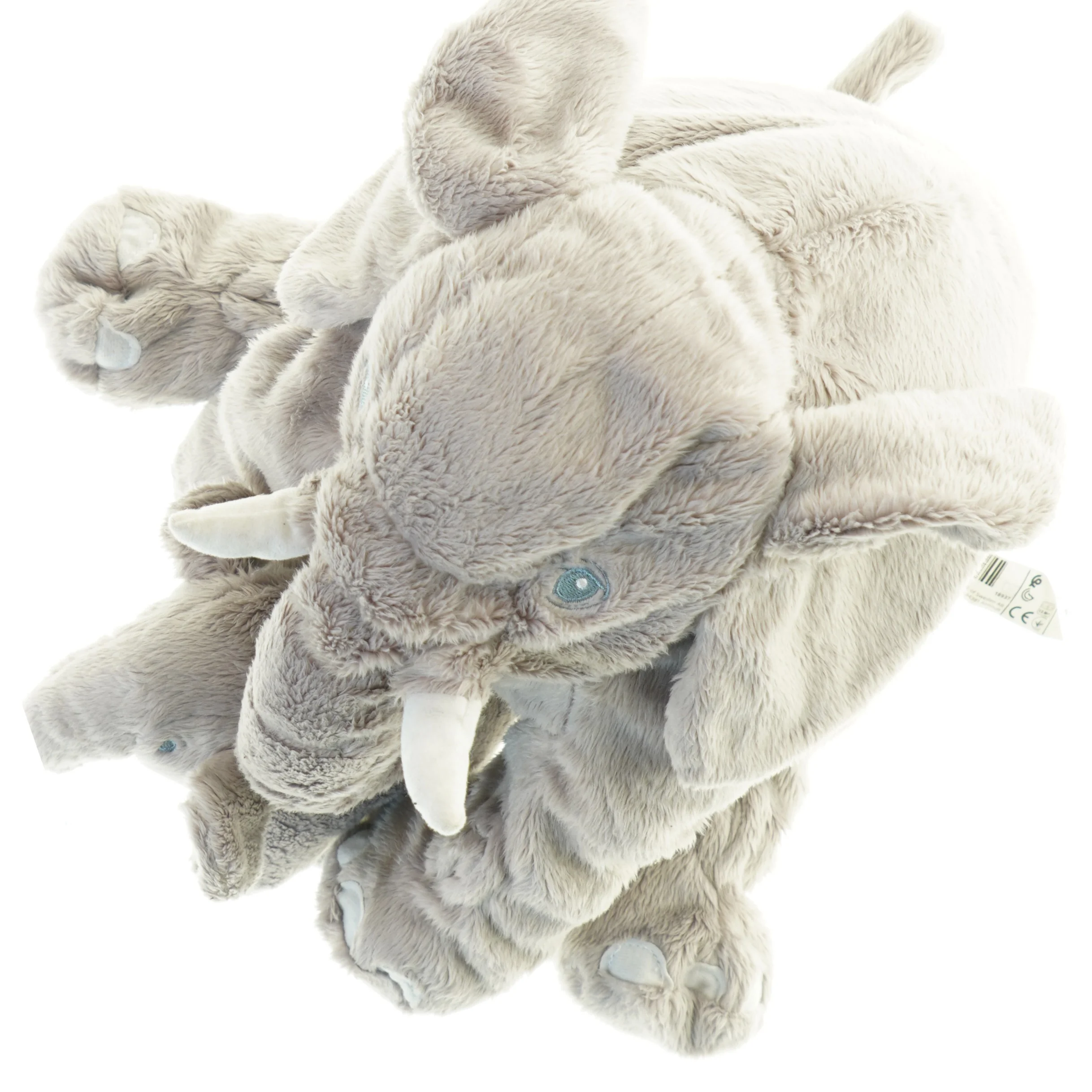 Grå plyselefant fra IKEA (str. 30 x 33 cm)