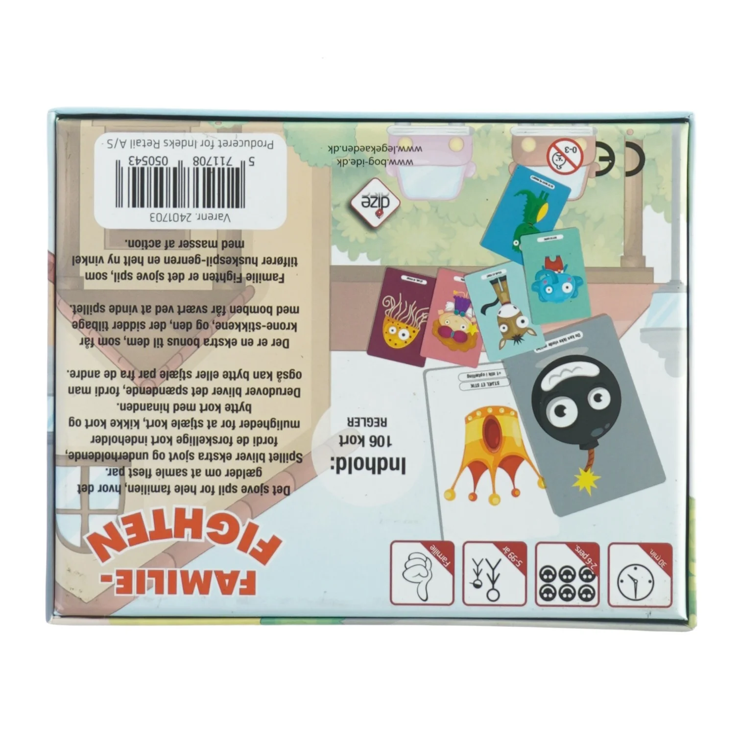 Brætspil 'Familie Fighten' fra Legekæden (str. 106 kort)