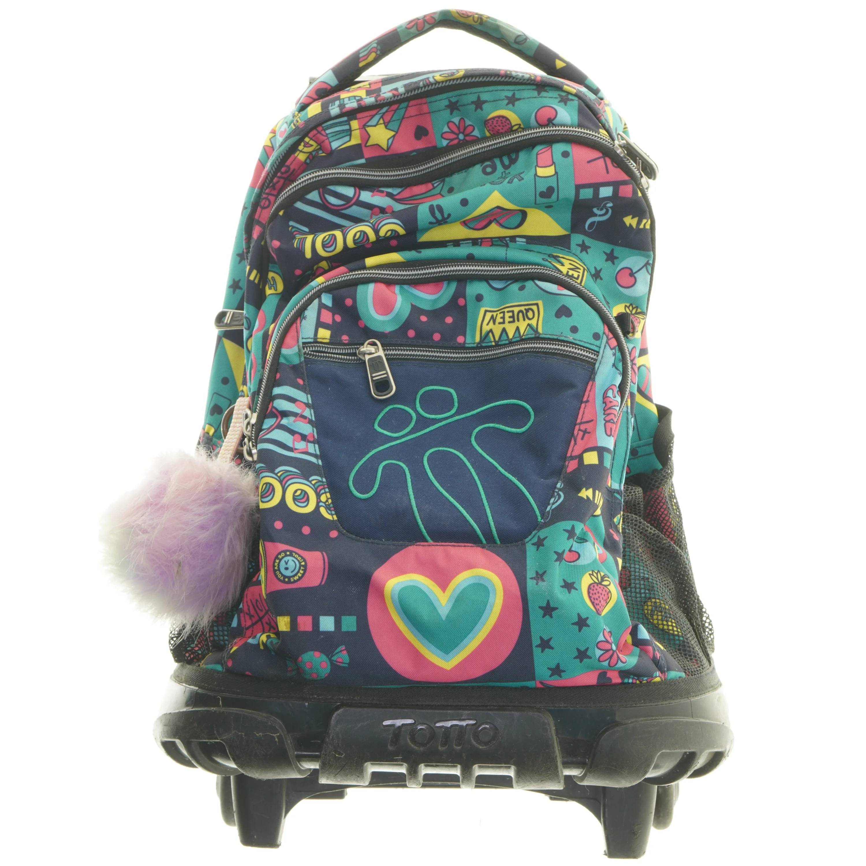 Farverig rygs&aelig;k med hjul fra Totto (str. 51x31 cm)