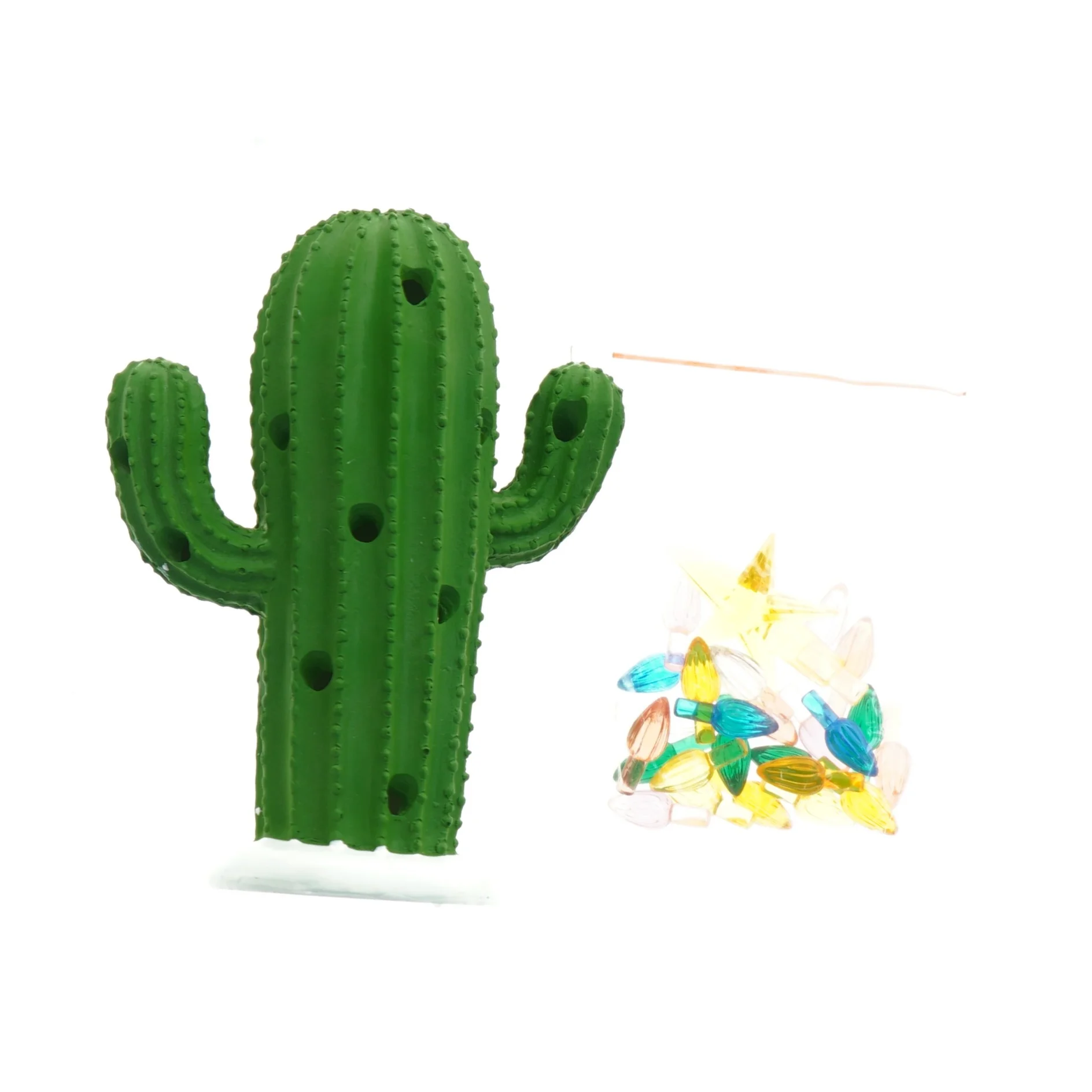 Kaktus bordlampe med farvede lys (str. 14 x 13 cm)