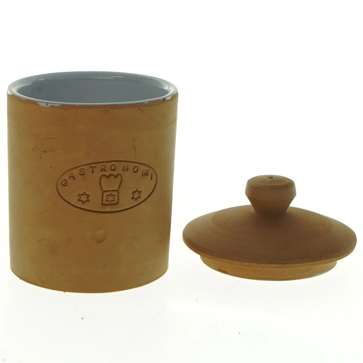 Keramik beholder med låg (str. 12 x 8 cm)