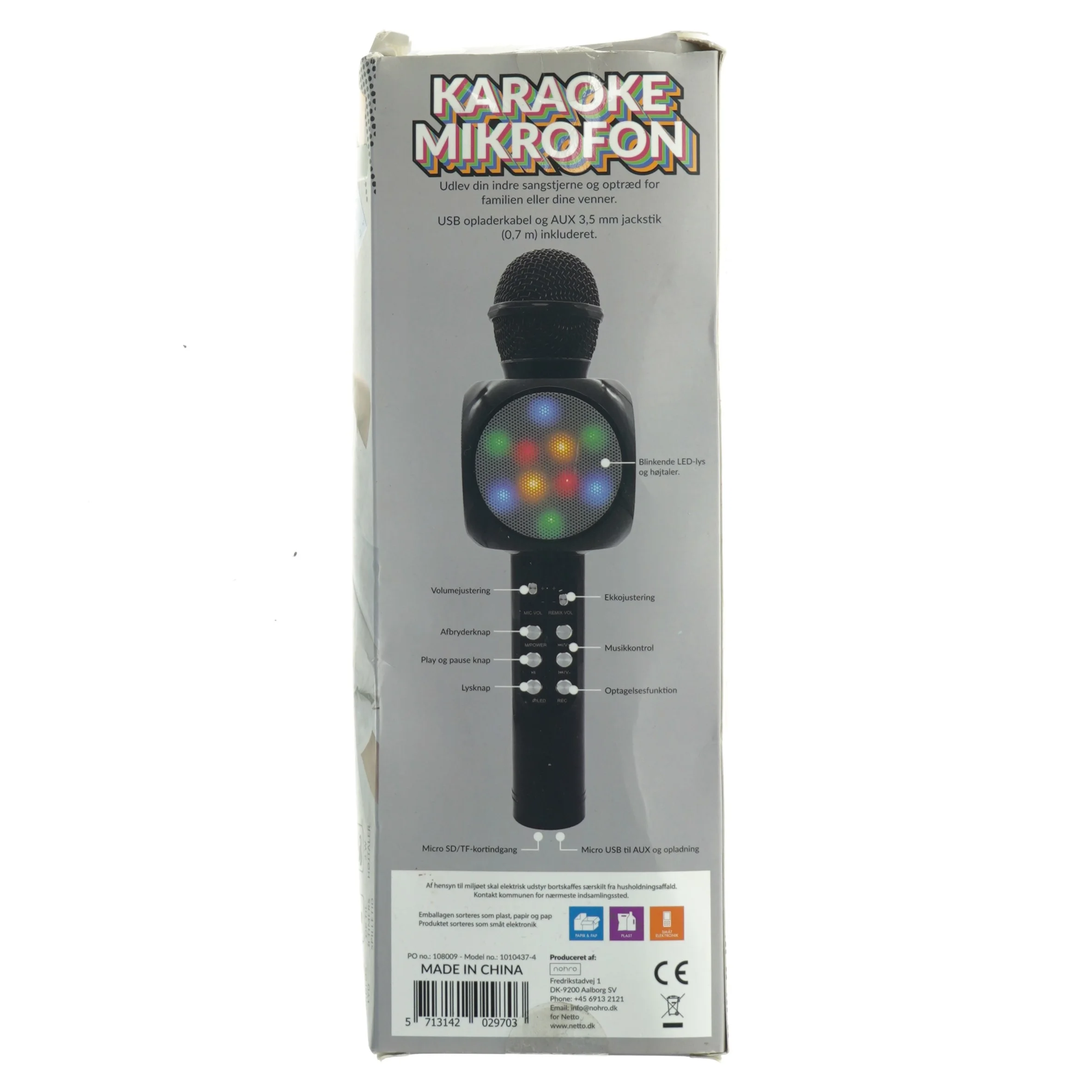 Karaoke Mikrofon med LED lys (str. 26 x 8 cm)