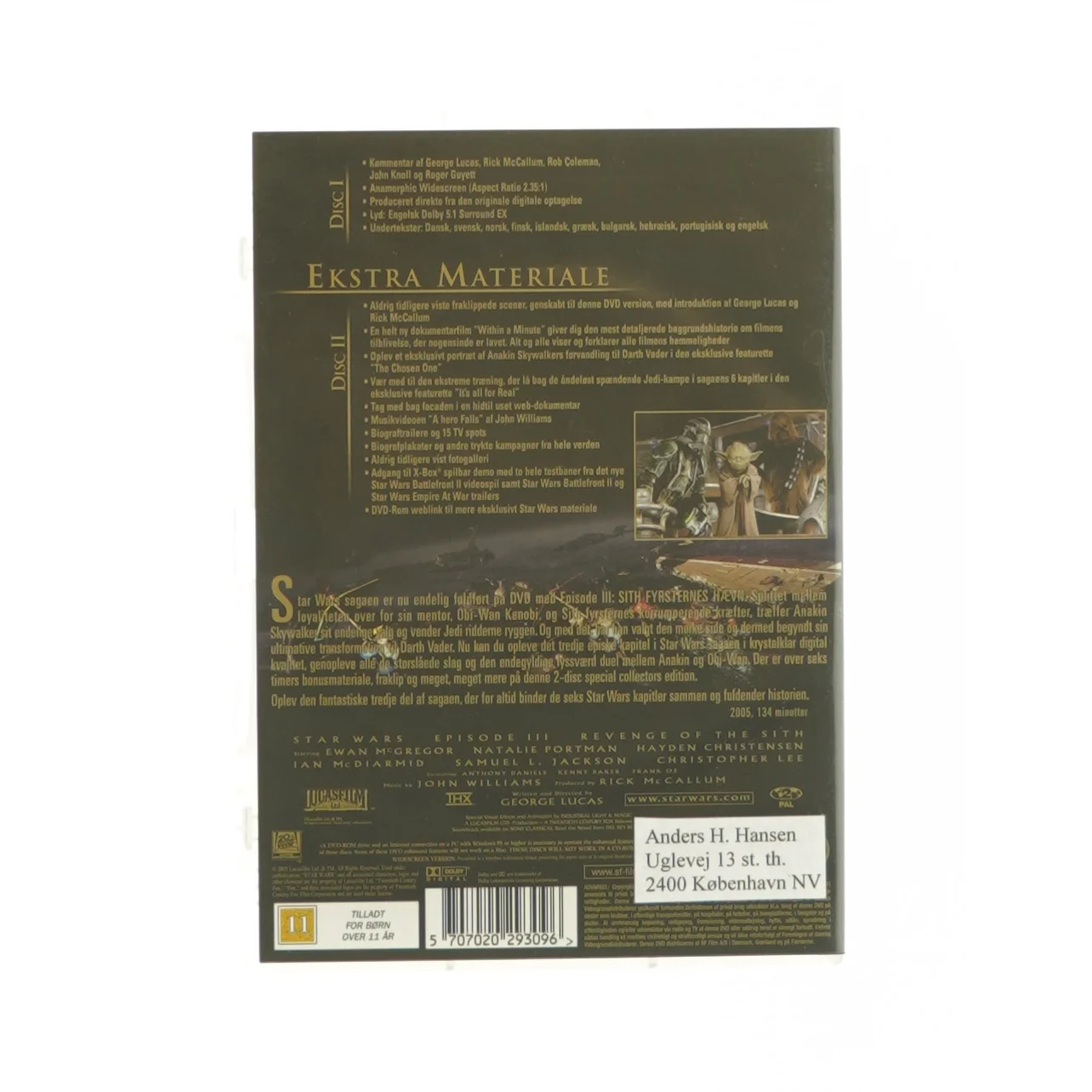 Star wars 3 sith fyrsternes hævn (DVD)