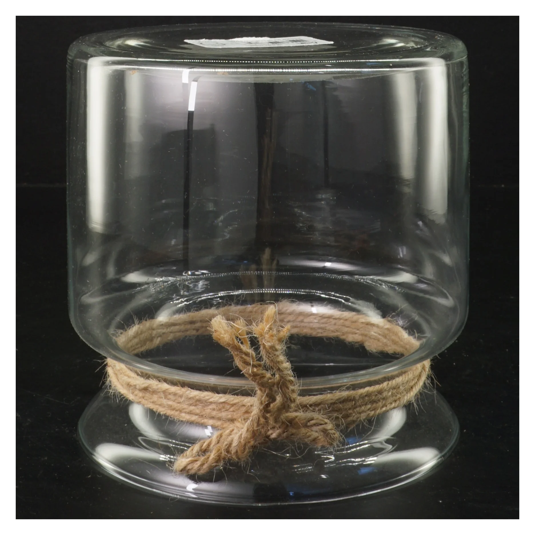 Glasvase med snor (str. Ø 14x15 cm)