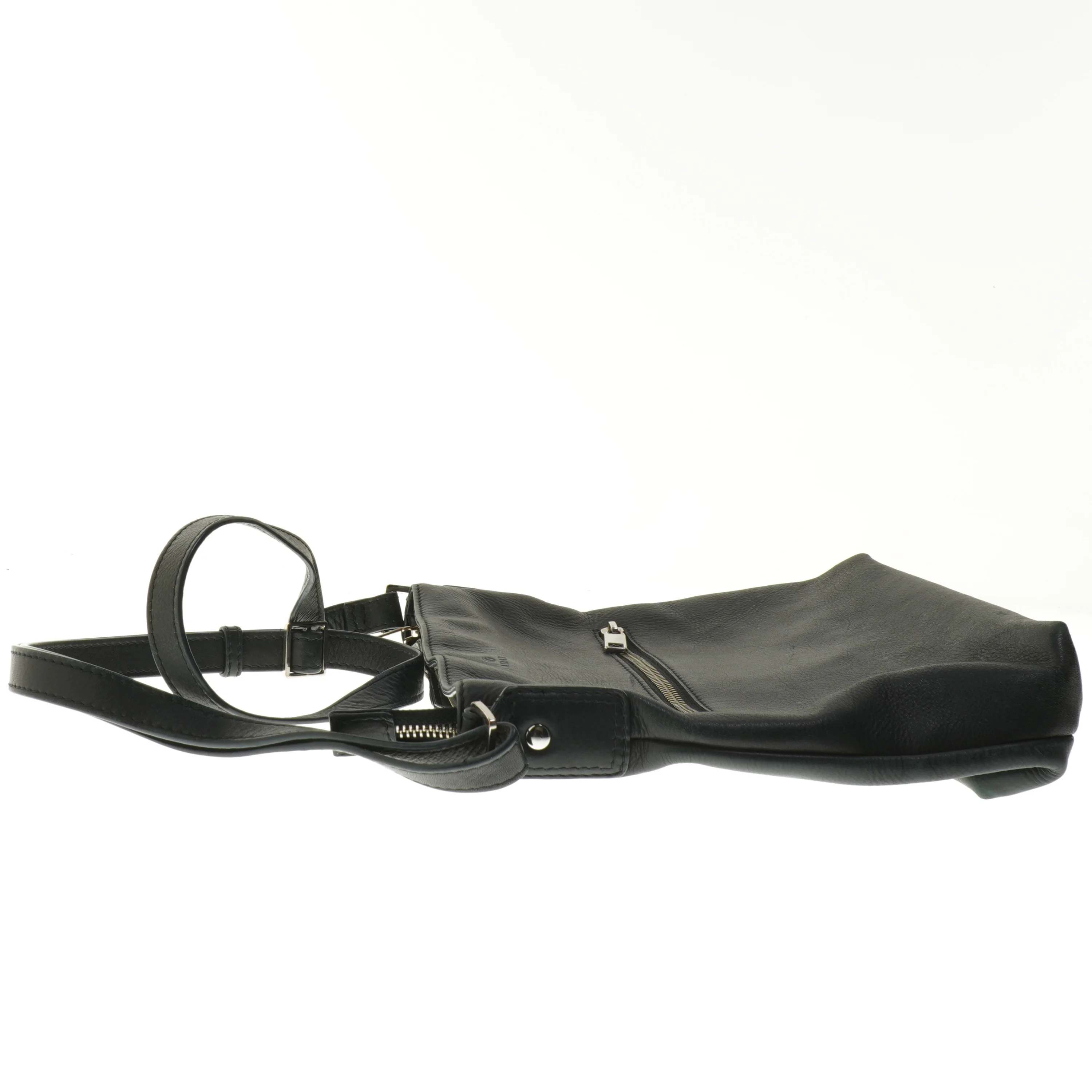 Sort skuldertaske i læder fra Adax (str. 25x30 cm)