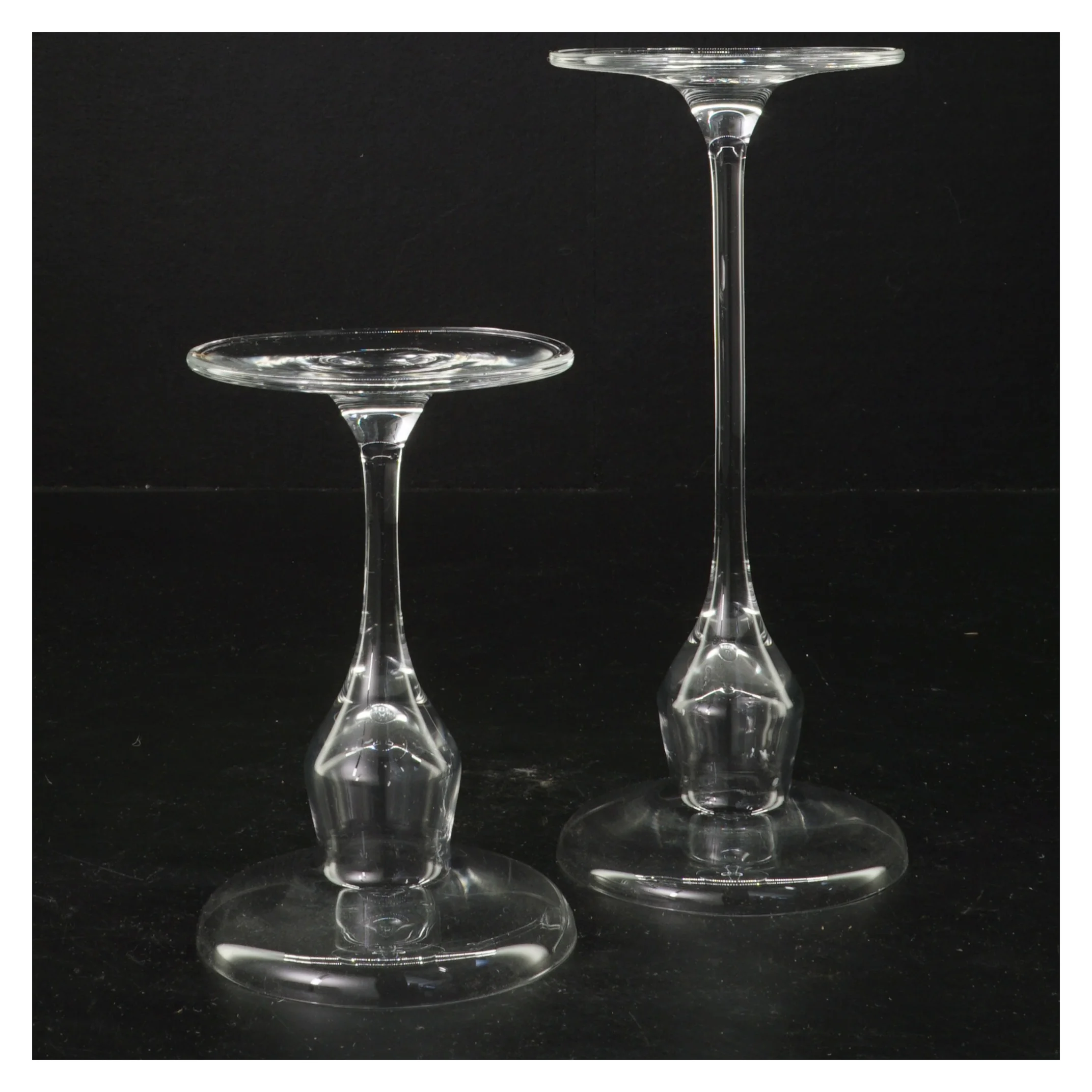 Glas lysestager fra Holmegaard (str. 12 og 18 cm)