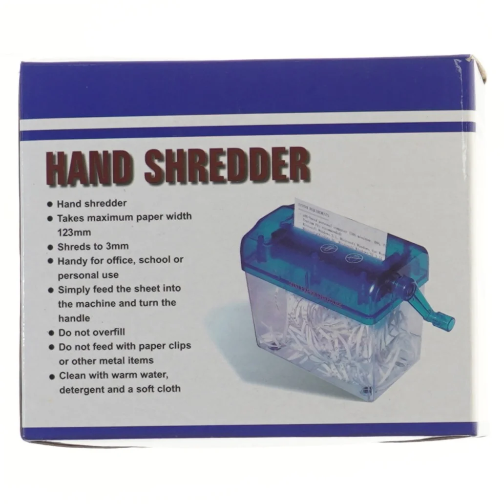 Mini hånddrevet papirshredder (str. 17x15x9 cm)