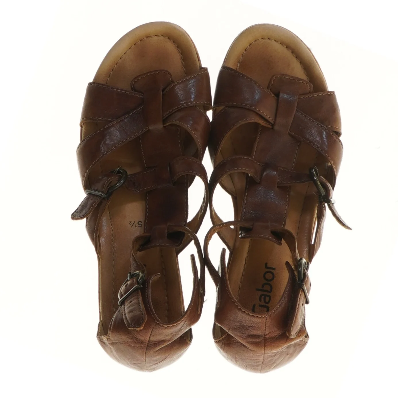Brune læderkilesandaler fra Gabor (str. 39 )