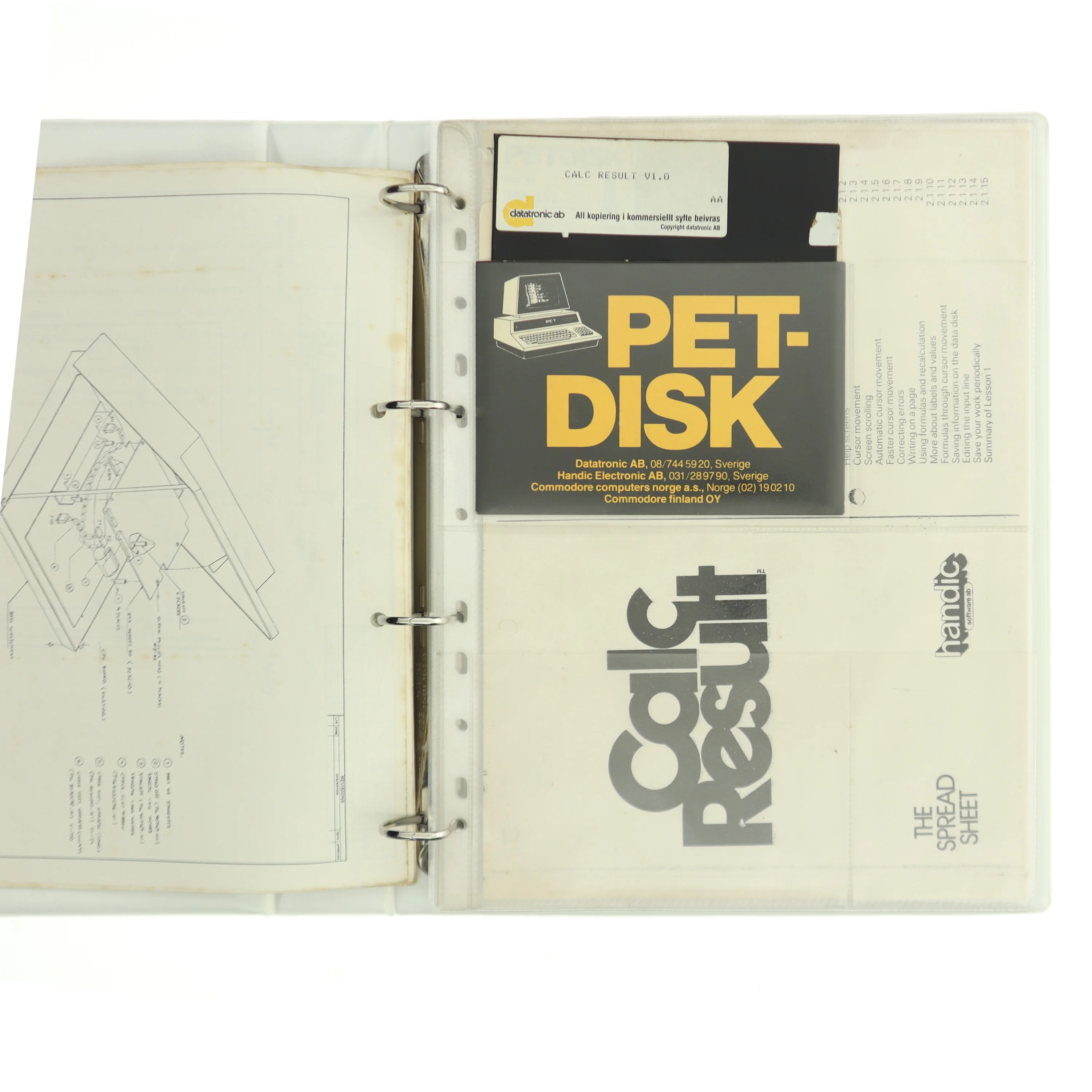 Commodore PET 8032/8096 – monteringsvejledning til 64 K RAM udvidelseskit + Calc Result-regneark (1981) – vintage samlerobjekt