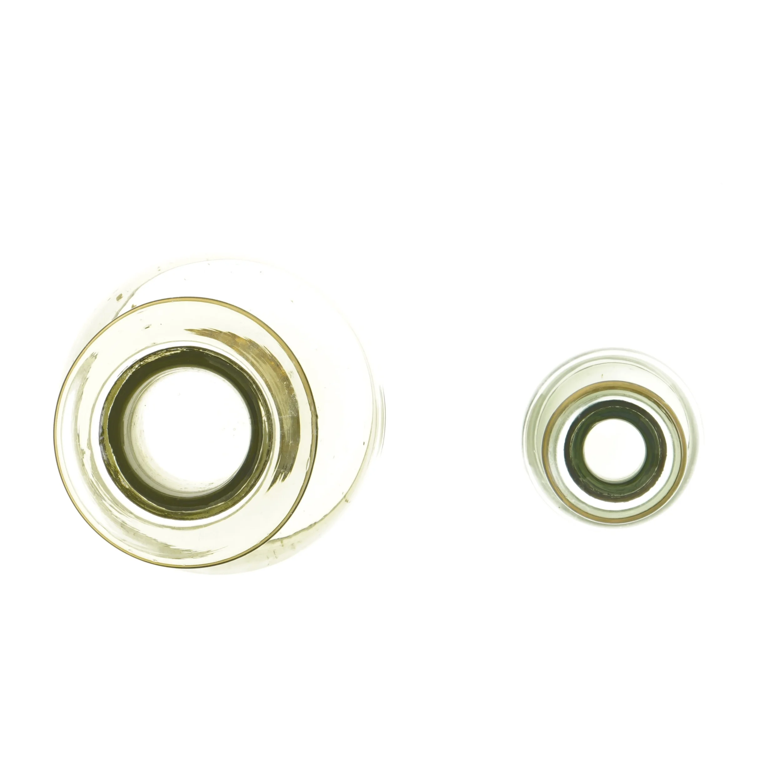 Glasflasker med messinghals (str. 2 stk 23,5 & 11 cm)