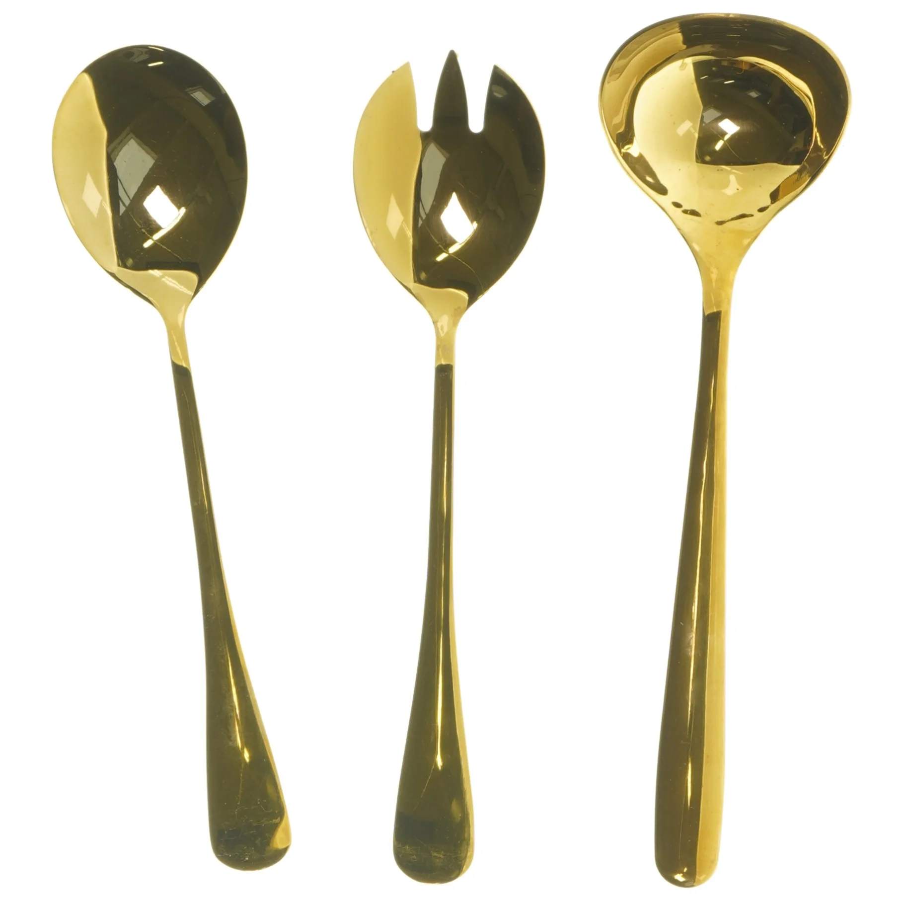 Sæt med guldbelagte serveringsskeer (str. 21 cm)