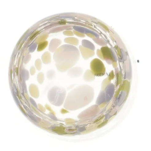 Glasvase med farvede prikker (str. Ø 8,5x8 cm)