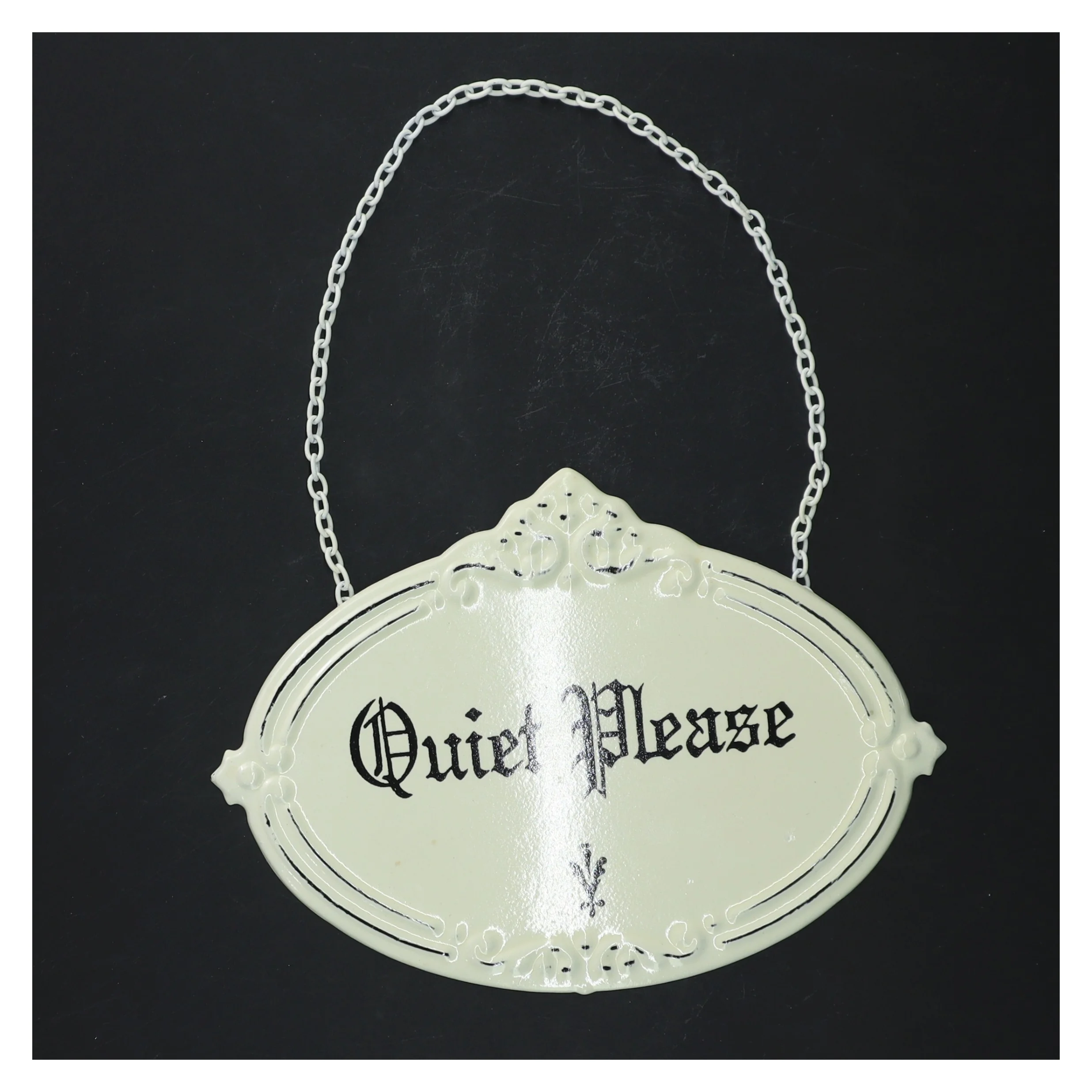 Skilt med tekst 'Quiet Please' (str. 19x13 cm)