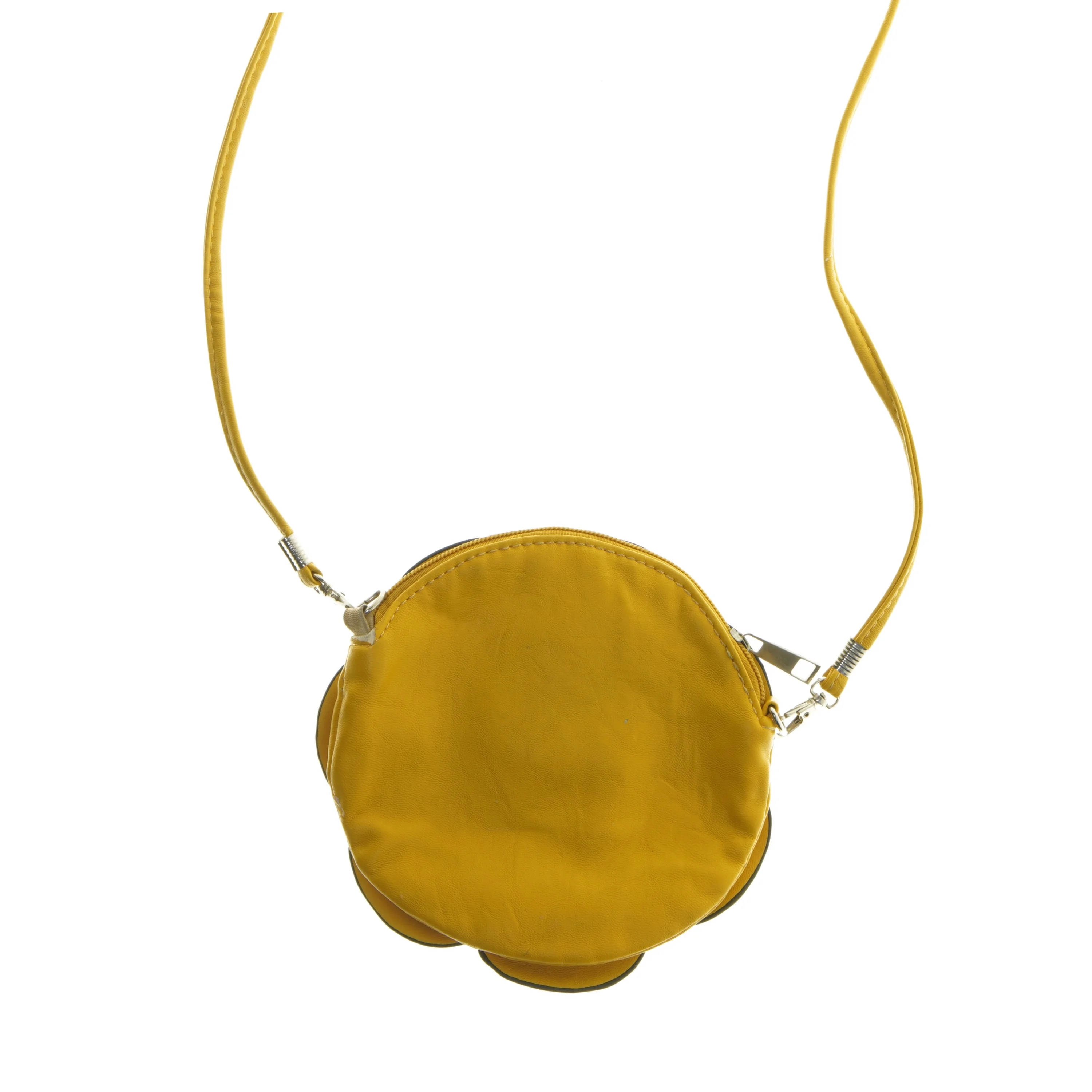 Gul rund taske med blomstermønster (str. Ø 16 cm)