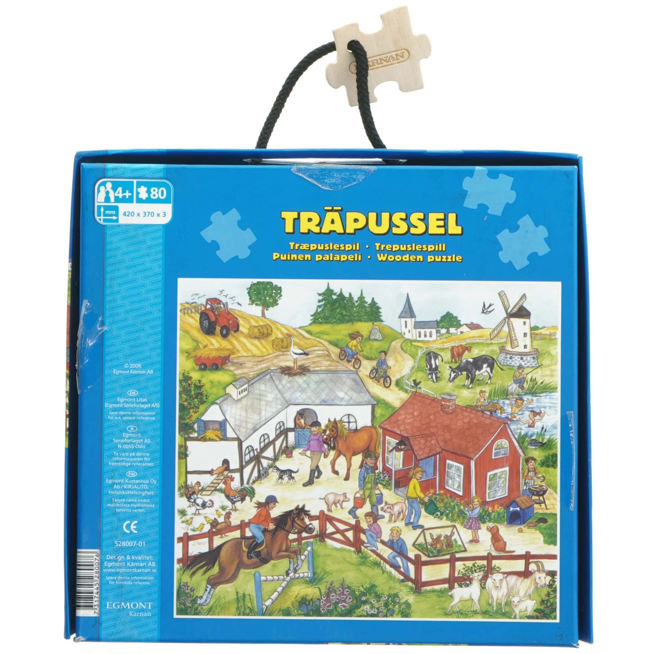 Træpuslespil med 80 brikker fra Kärnan (str. 80 brikker 420x370x3 mm)