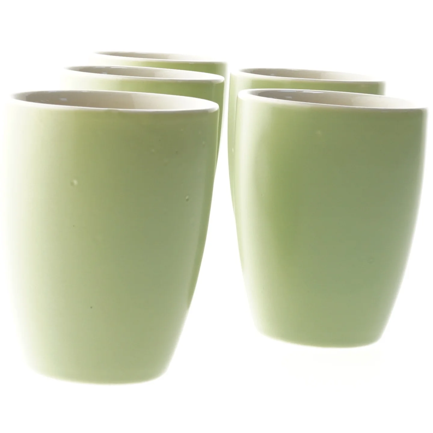 Sæt med 5 lysegrønne krus (str. Ø 8,5x11 cm)