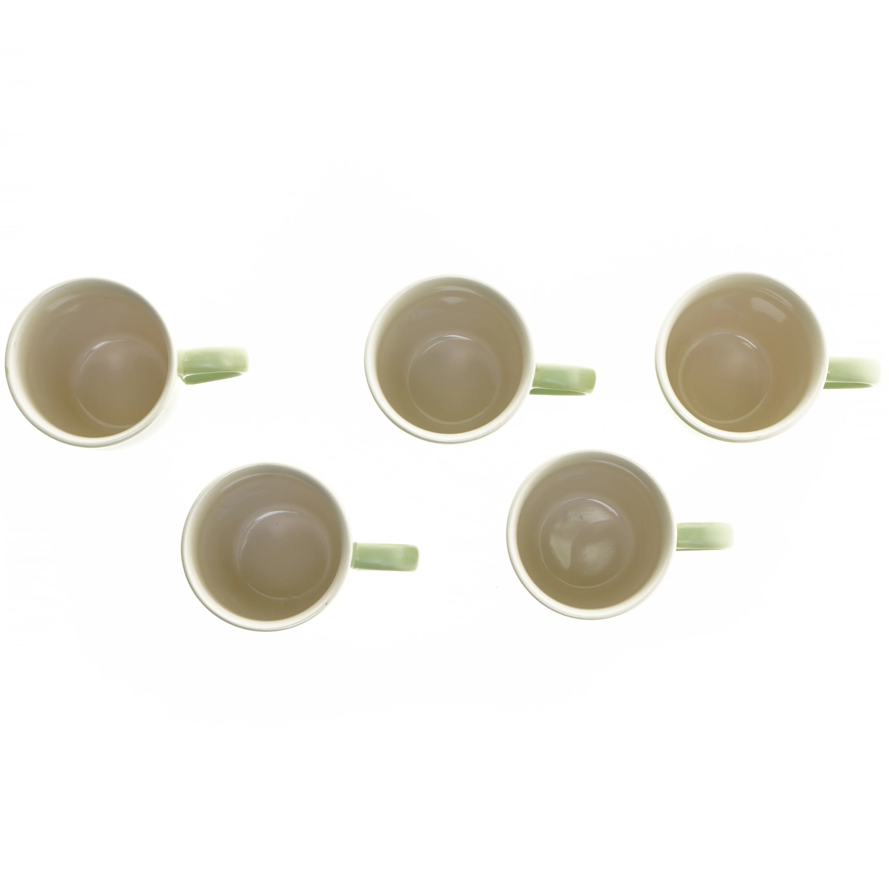 Sæt med 5 lysegrønne krus (str. Ø 8,5x11 cm)